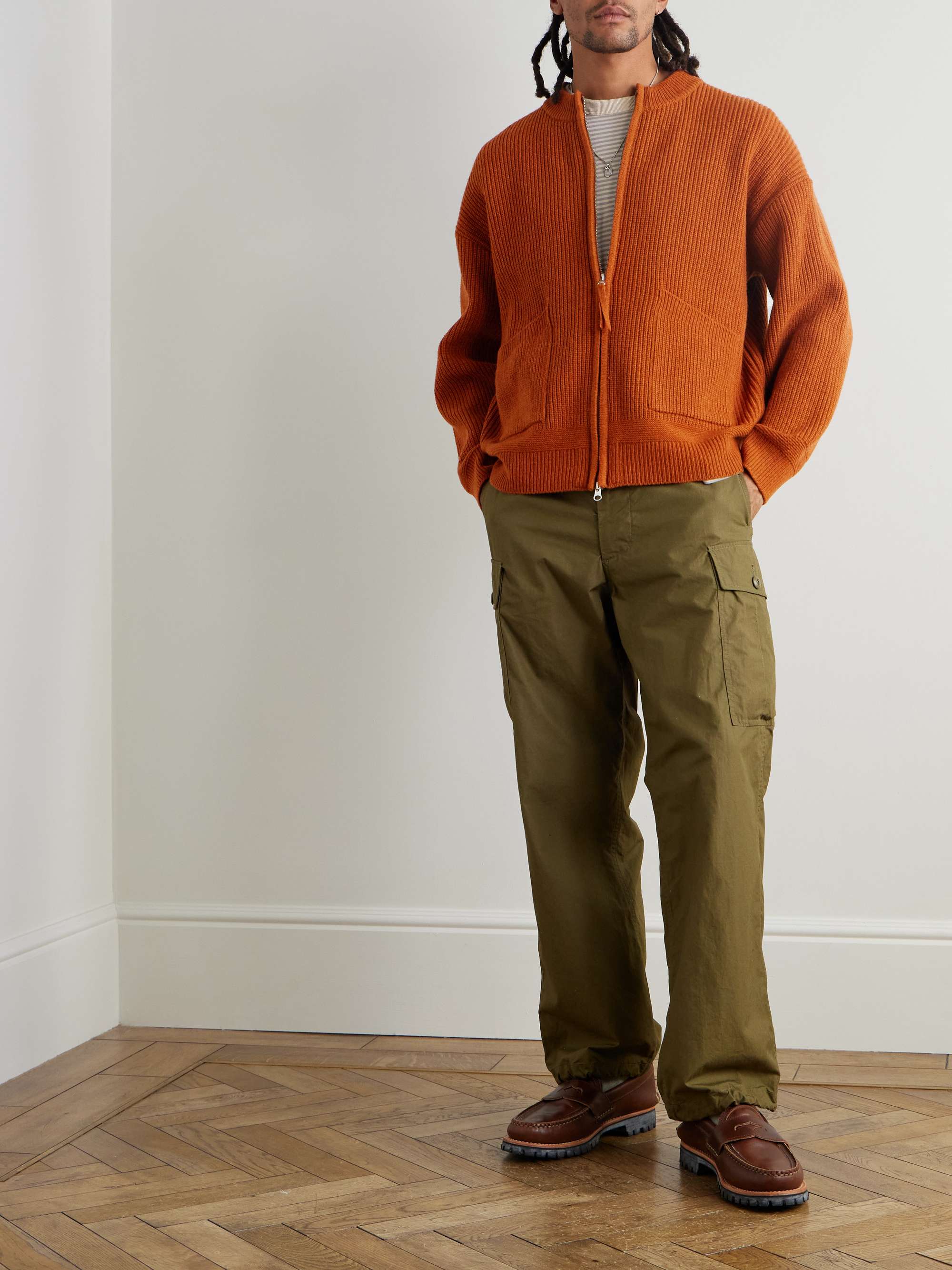 Deck Ribbed Wool-Blend Zip-Up Cardigan view