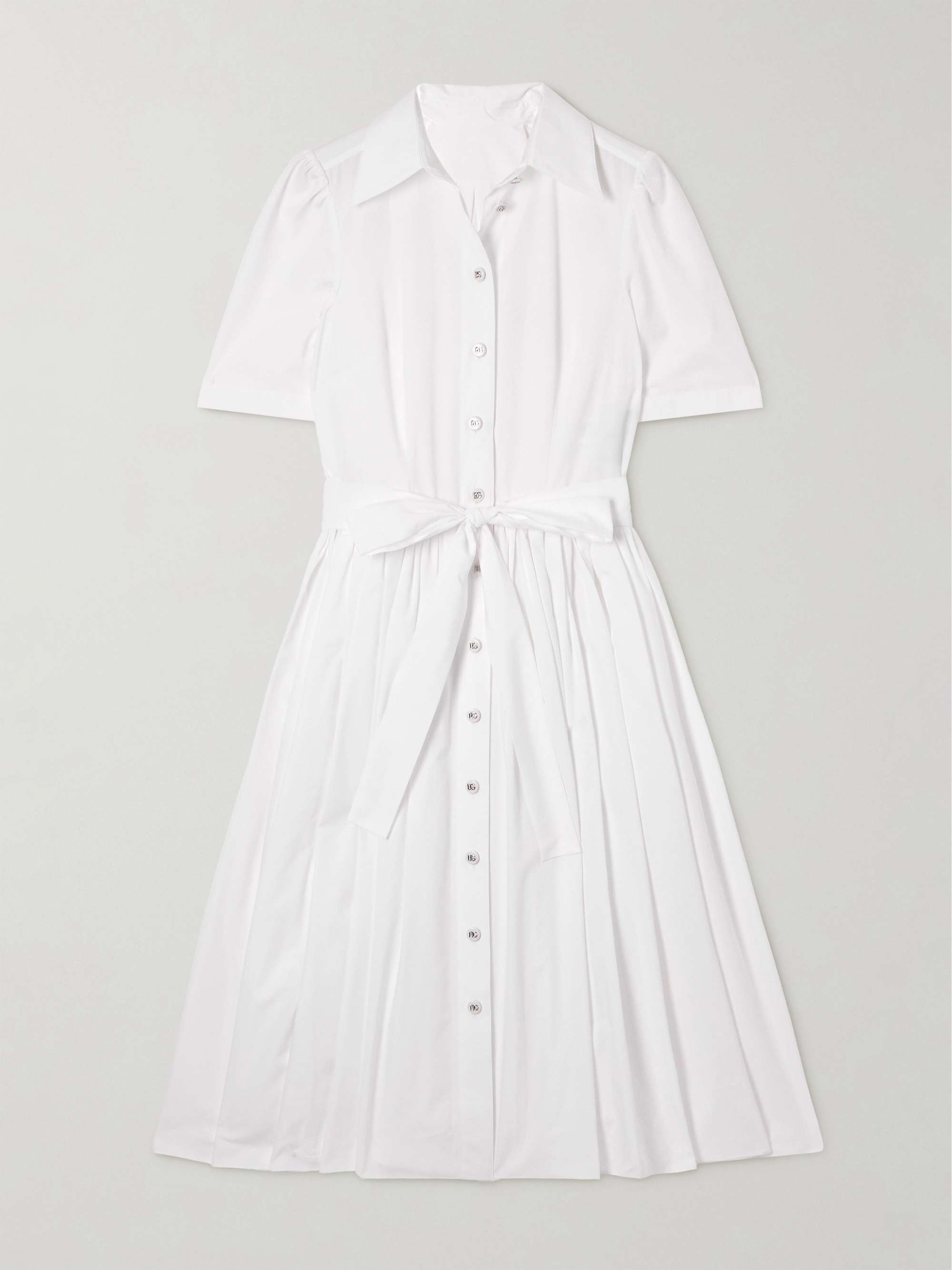 Belted cotton-poplin midi shirt dress view