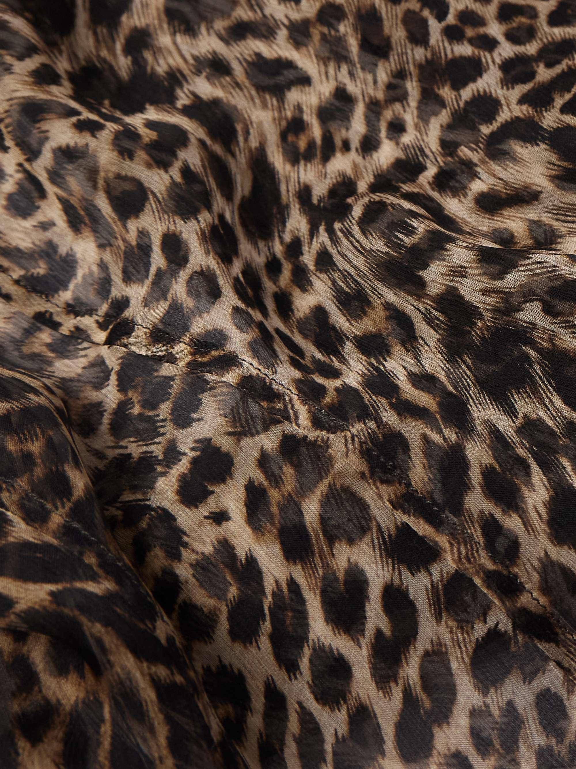 Pleated Leopard-Print Silk-Chiffon Shirt view