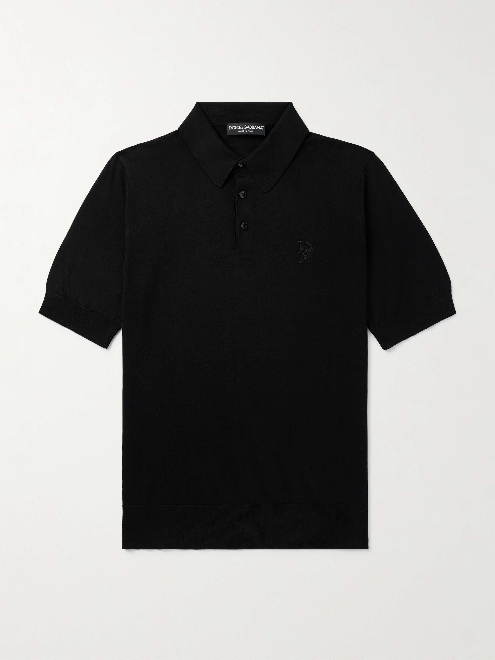 Logo-Embroidered Silk Polo Shirt view
