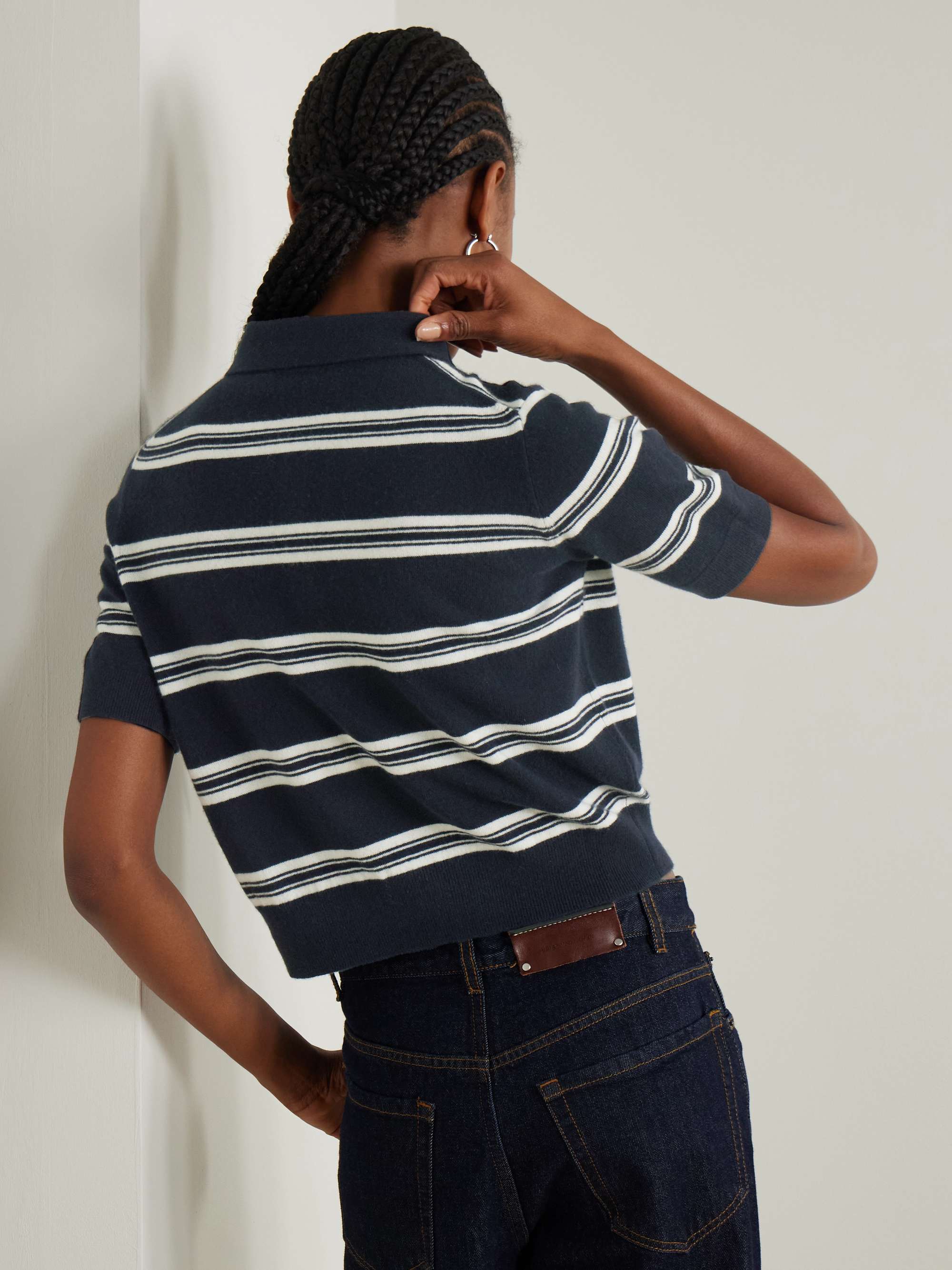Octavia striped cashmere polo shirt view