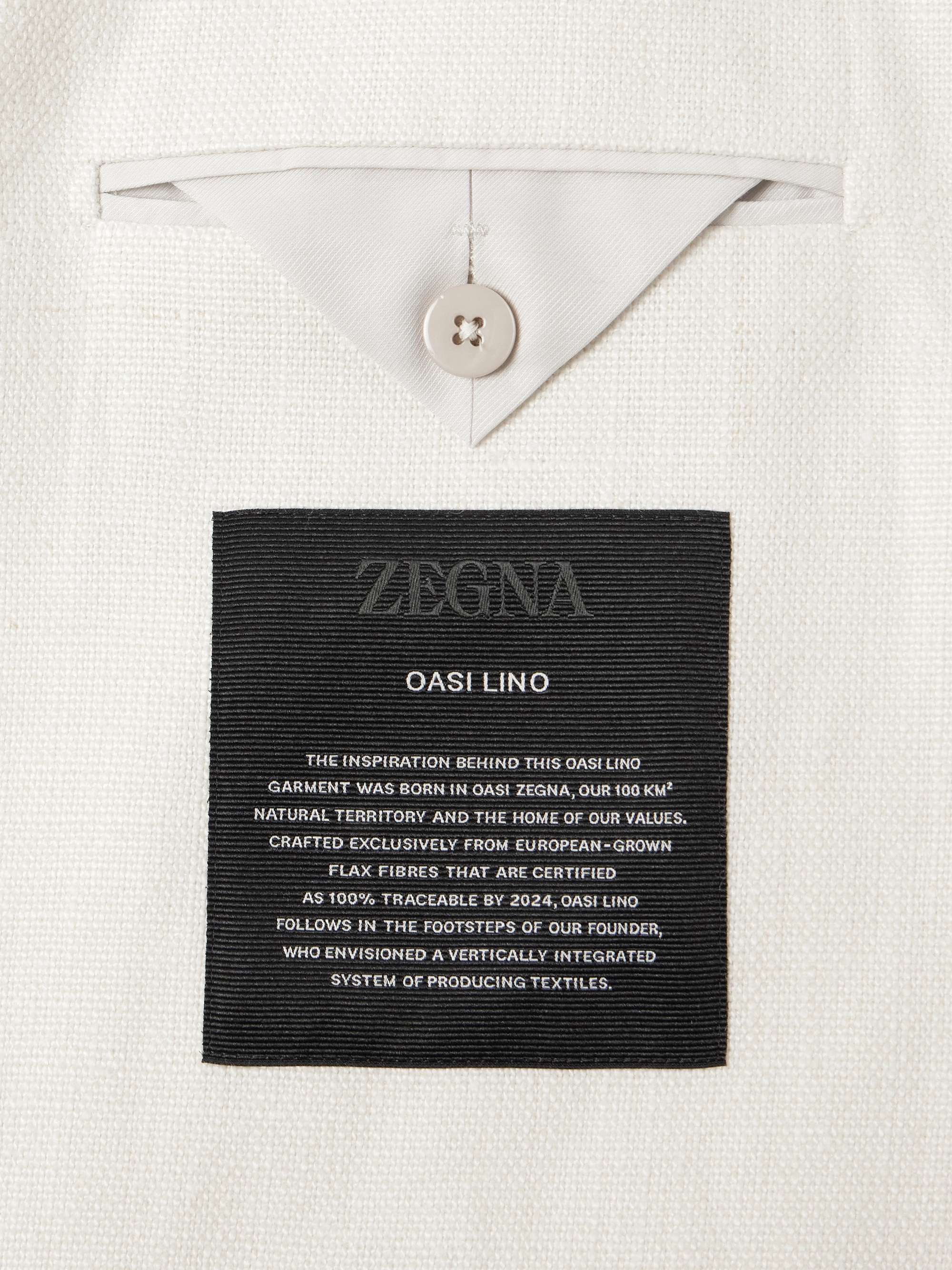 Mandarin-Collar Unstructrured Linen Blazer view