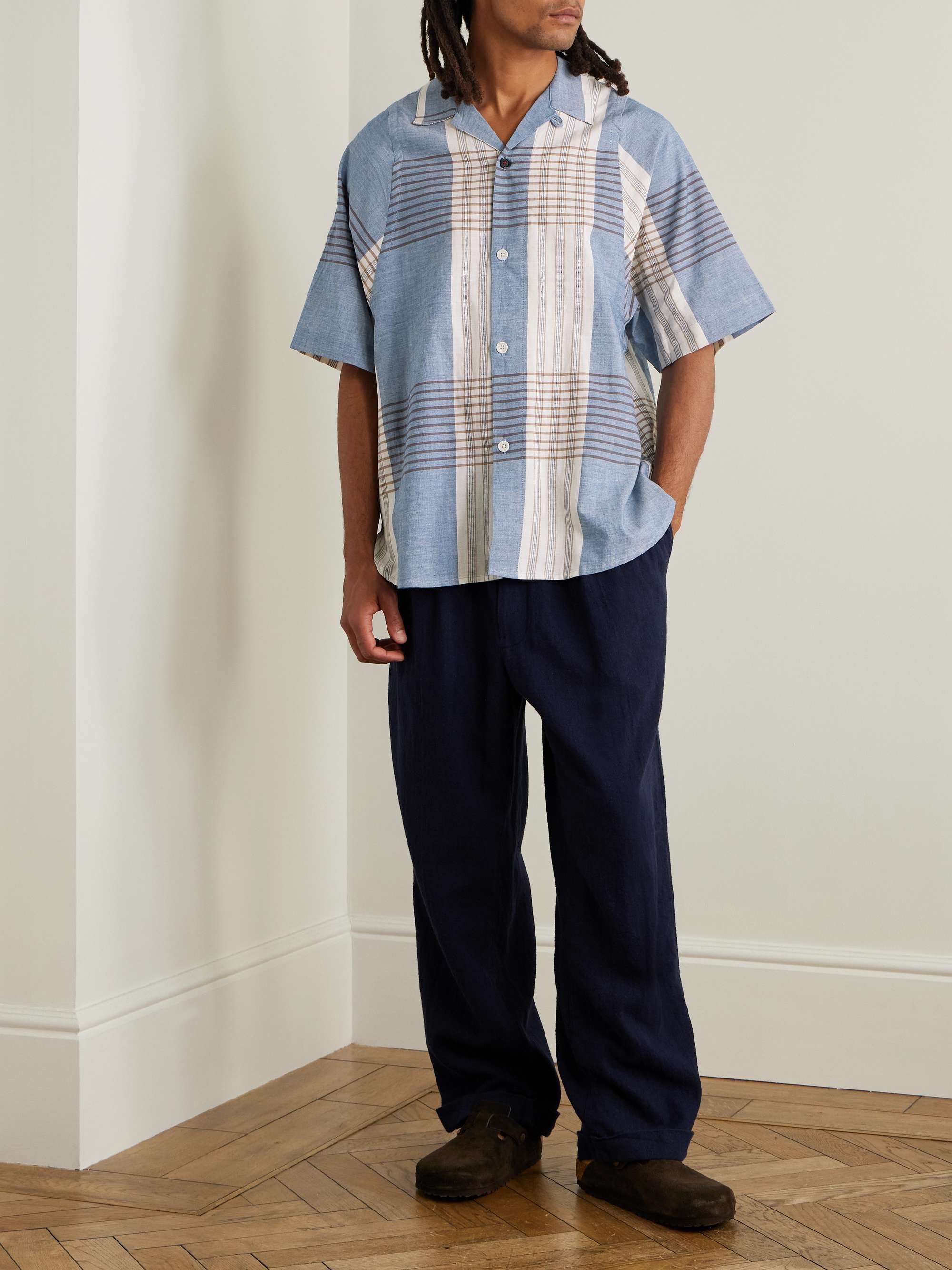 Yusuke Convertible-Collar Checked Cotton Shirt view