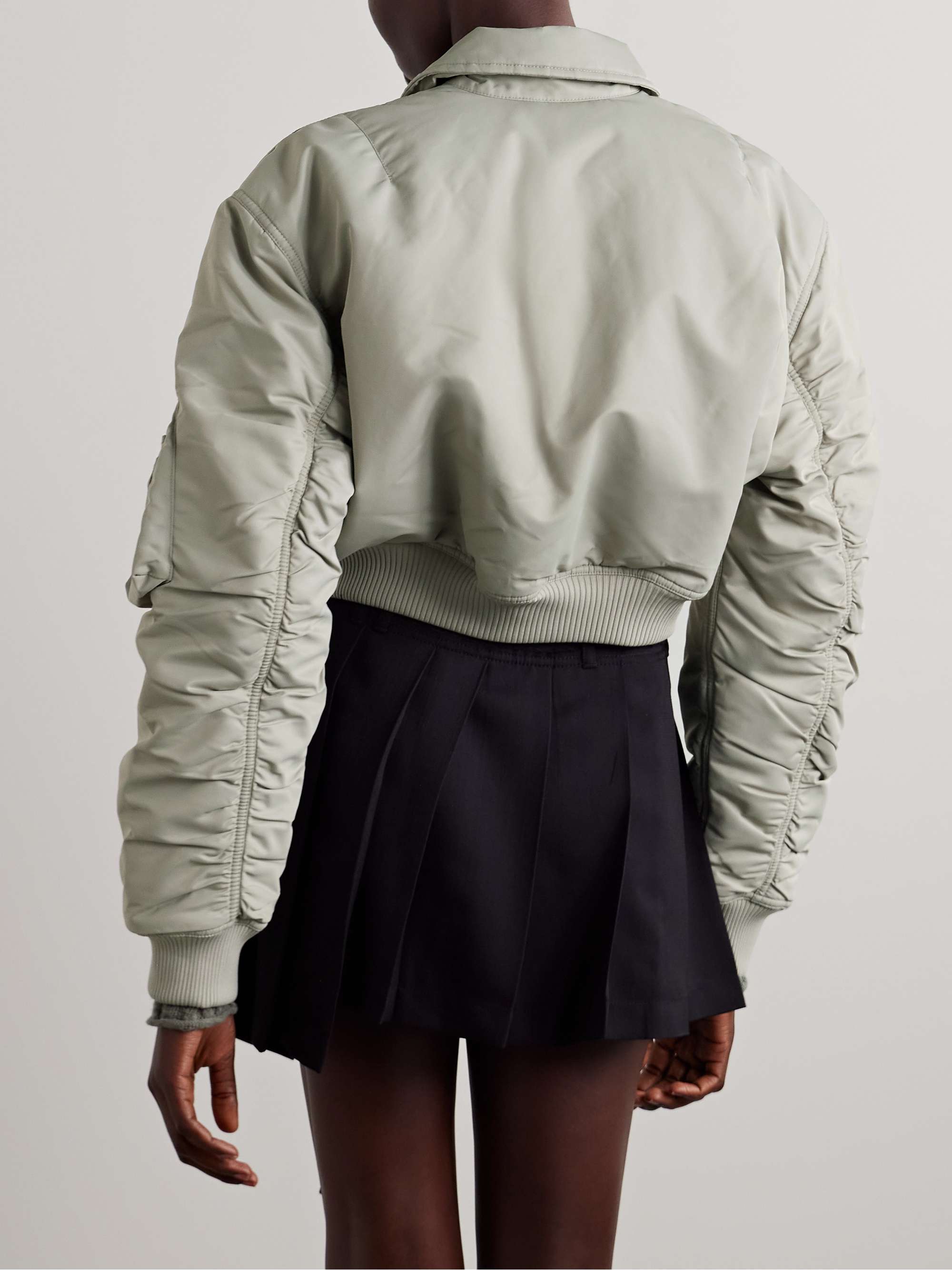 Ruched padded shell bomber jacket view