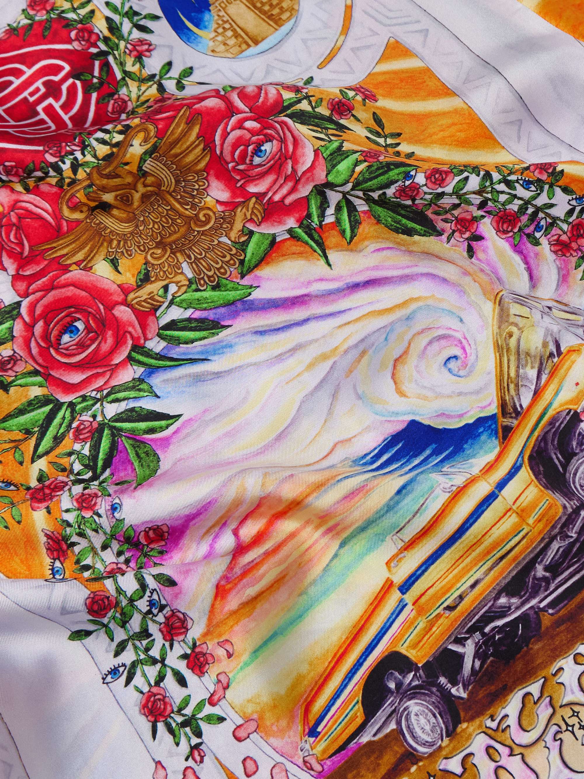 La Tornade De Rose Convertible-Collar Printed Silk-Twill Shirt view