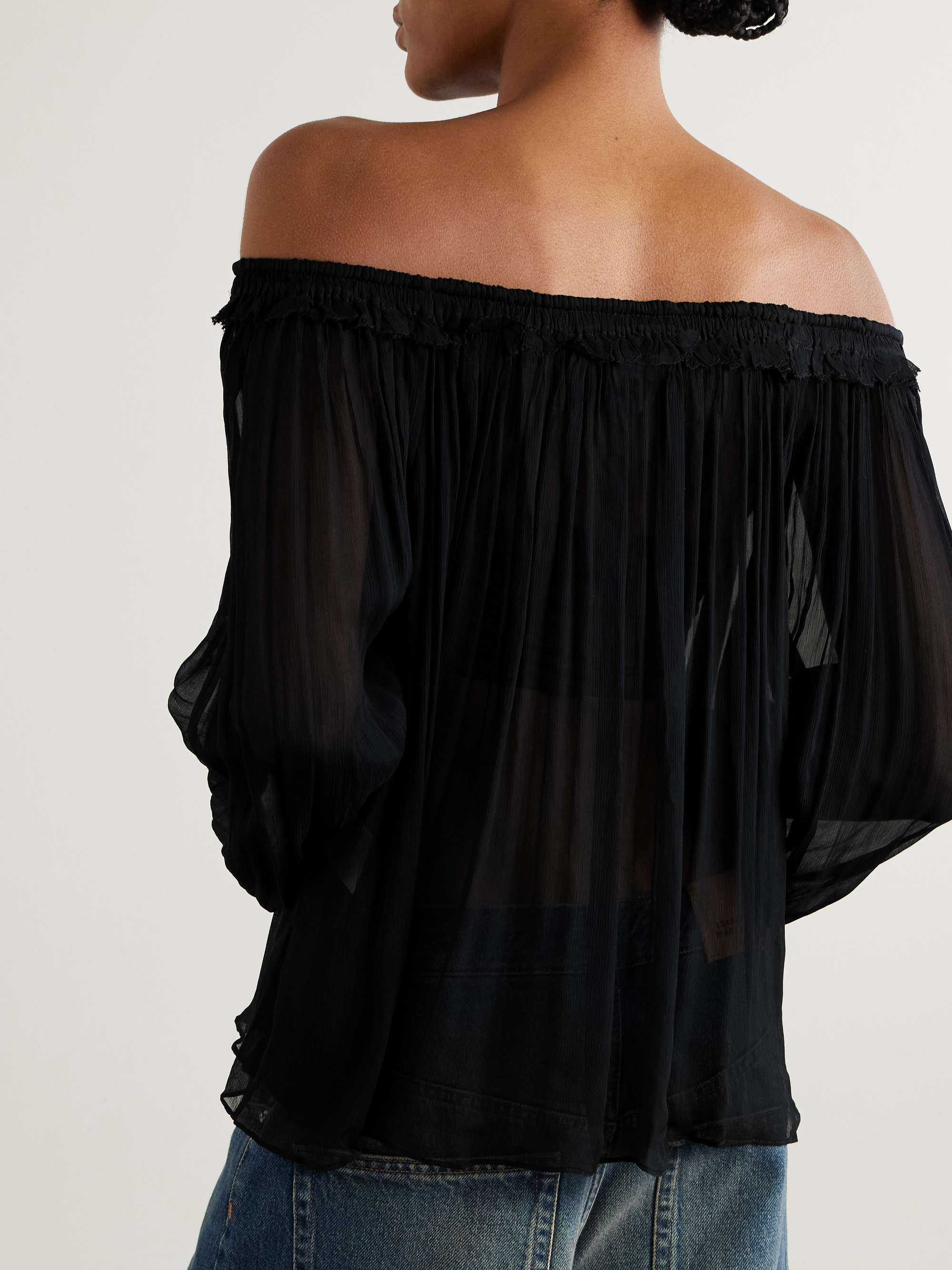 Vutti tie-detailed embellished ruffled crepon blouse view
