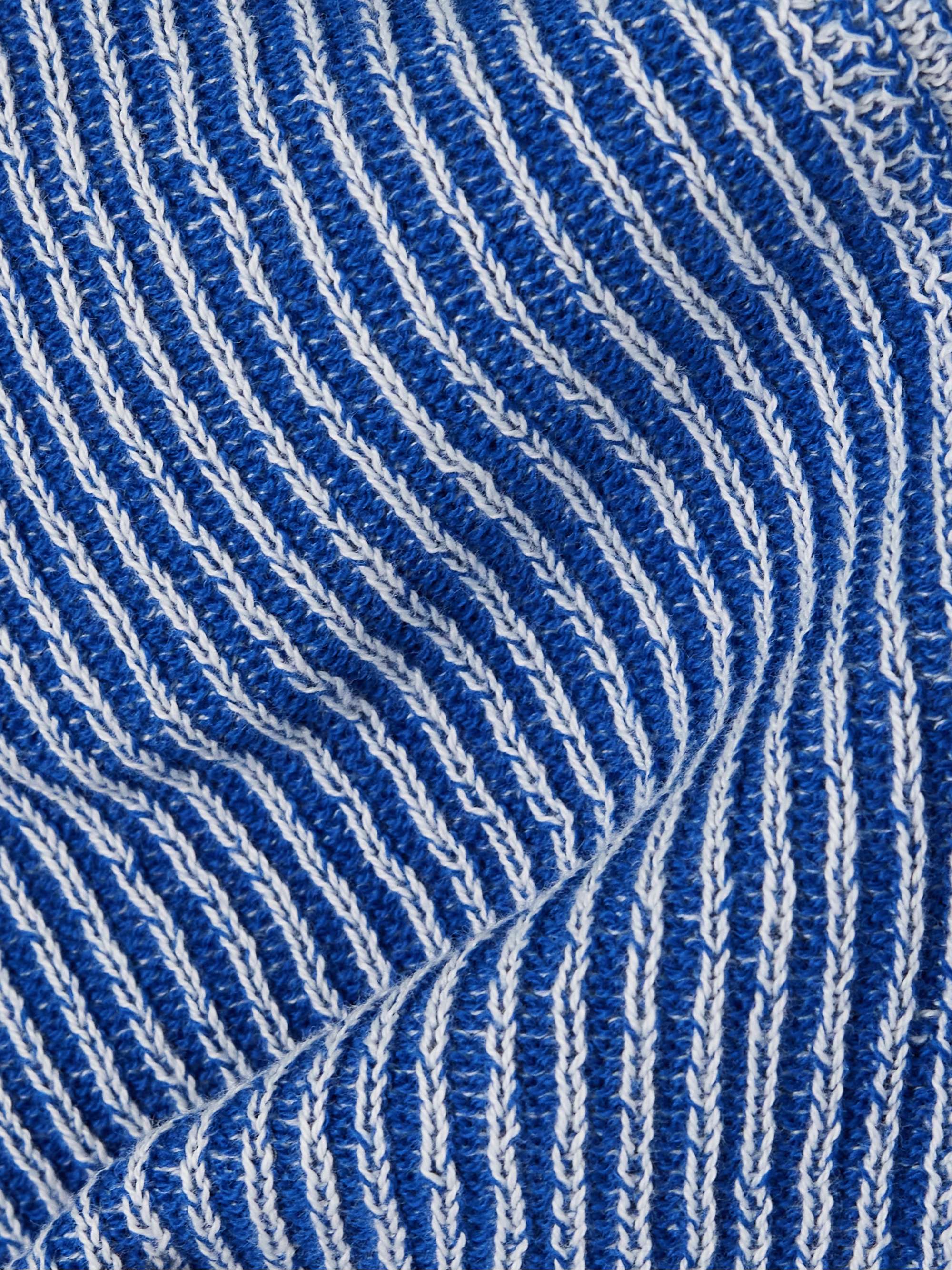 Dual paneled ribbed cotton turtleneck sweater view