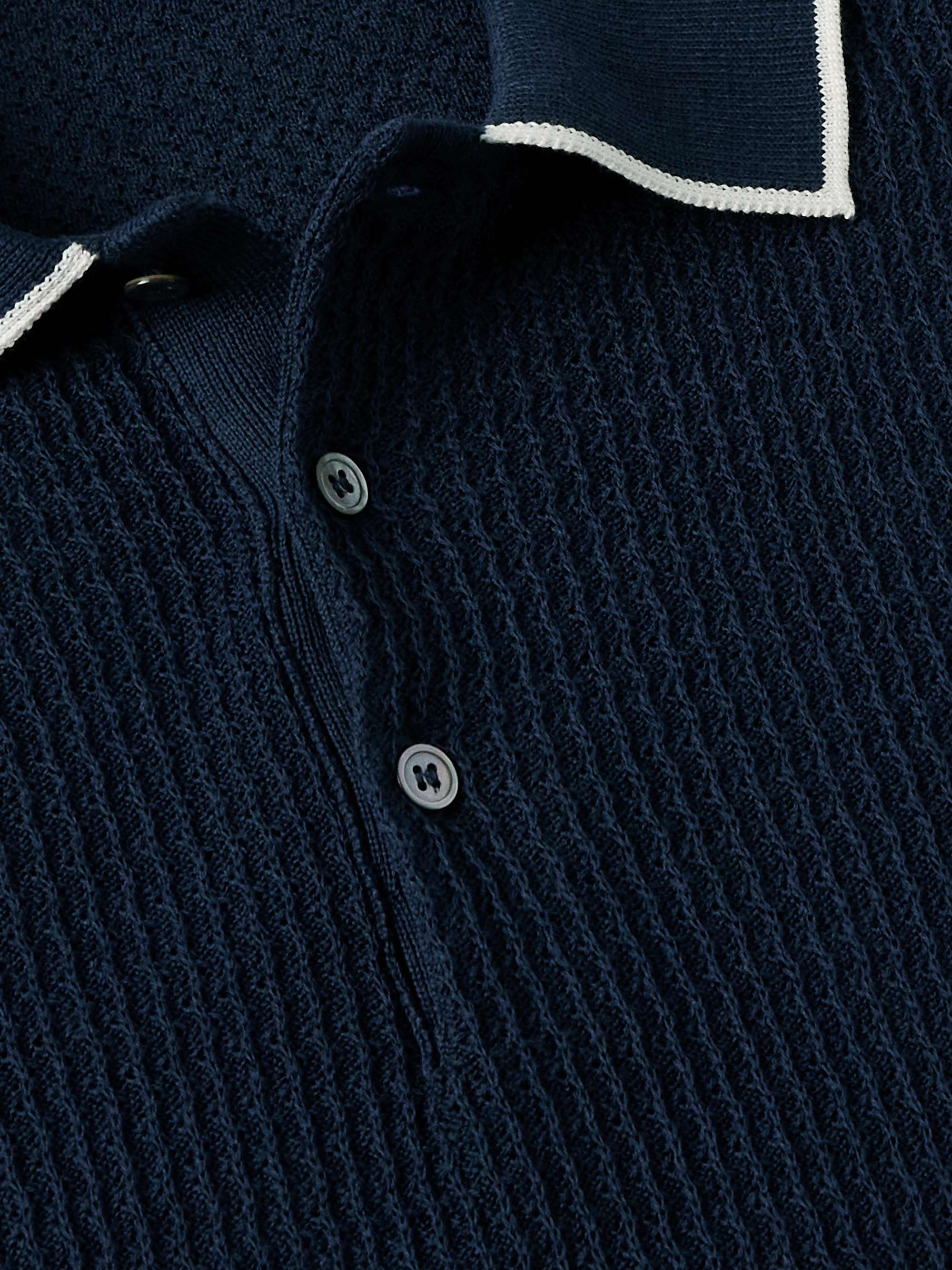 Ribbed Cotton and Silk-Blend Polo Shirt view