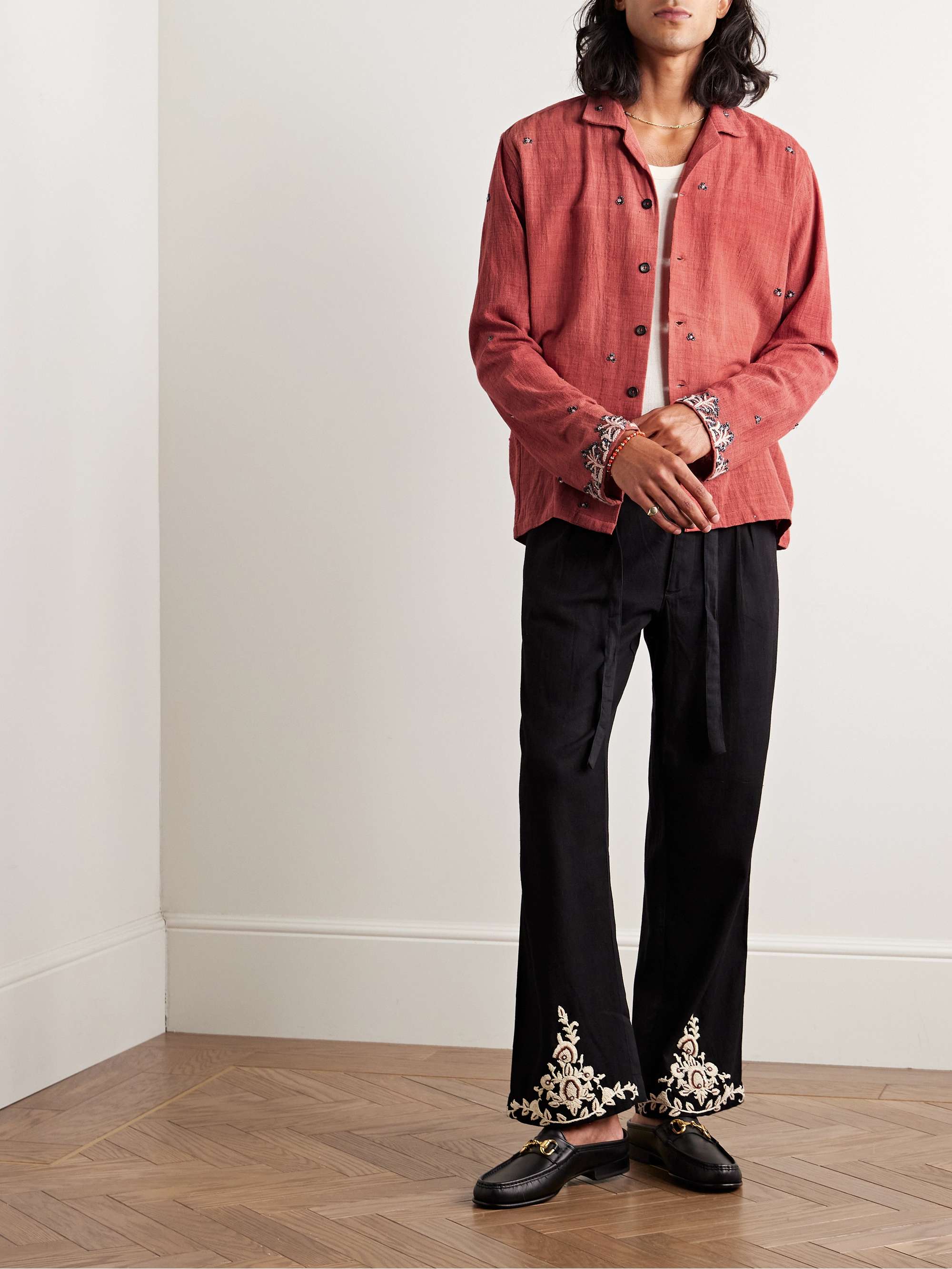 Beaded Embroidered Cotton Shirt view
