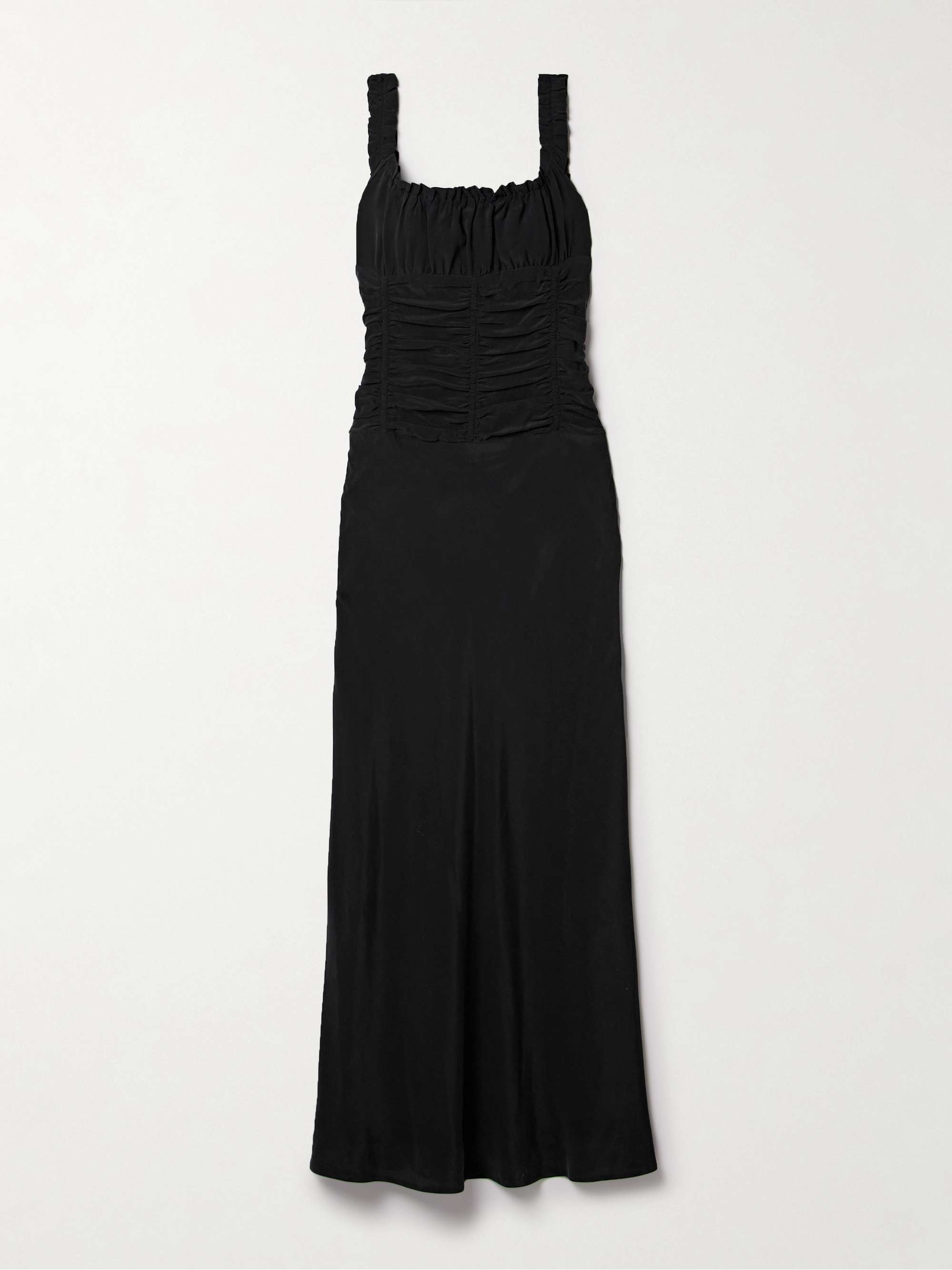 Nic ruched washed-silk maxi dress view