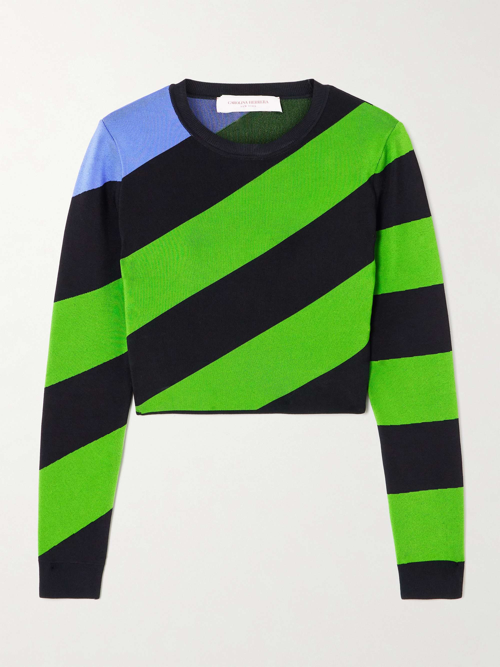 Cropped striped knitted sweater view