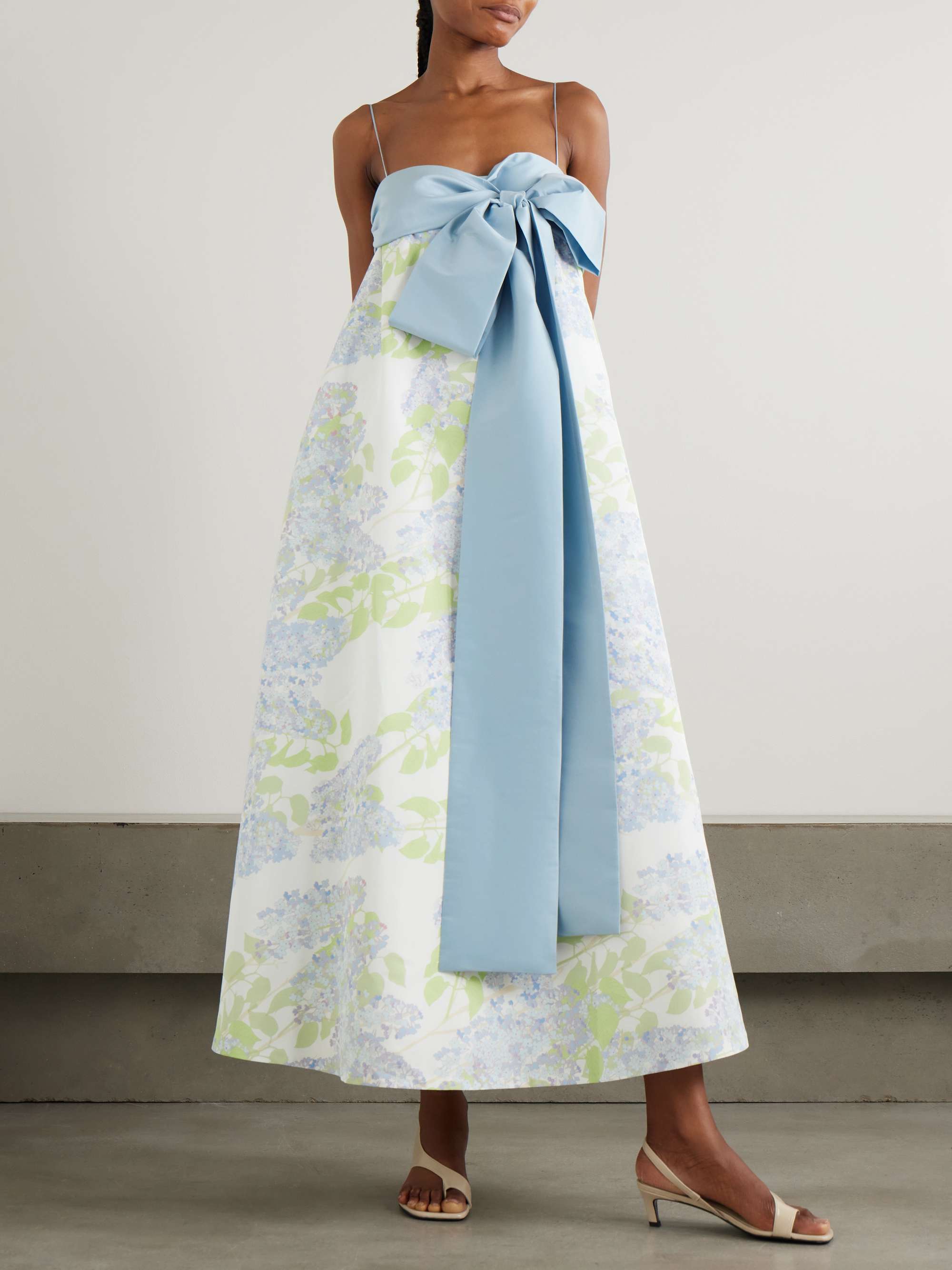Bailey bow-embellished floral-print taffeta gown view