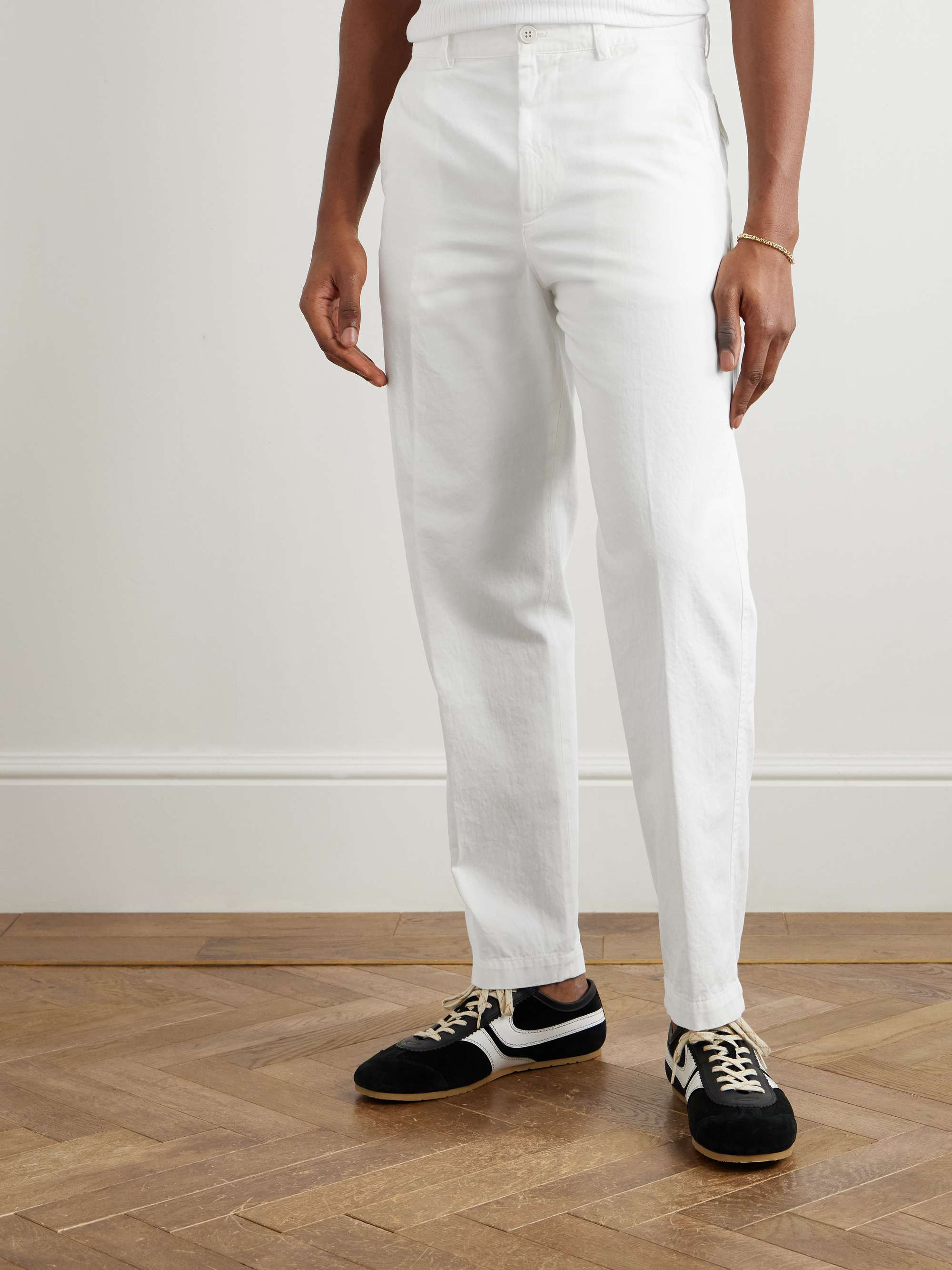 Slim-Fit Cropped Cotton-Jersey Trousers view