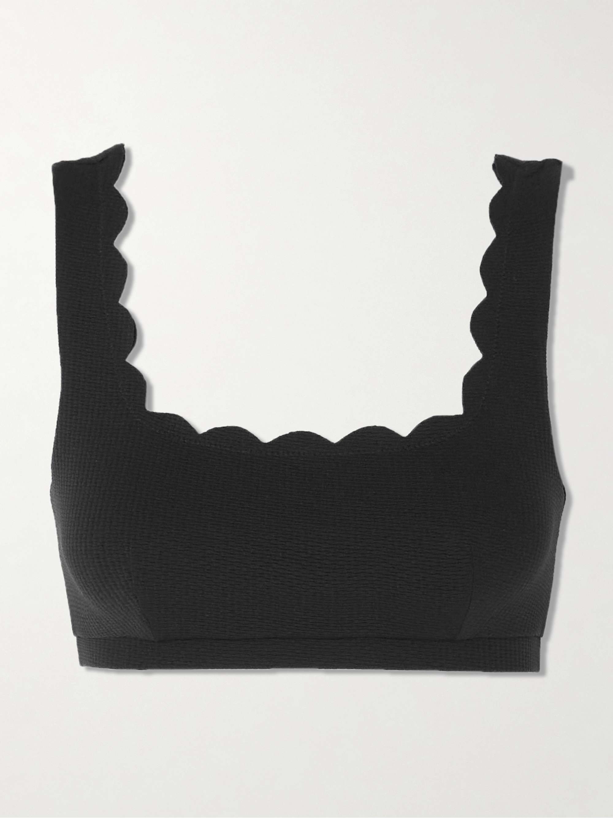 Palm Springs scalloped recycled-seersucker bikini top view