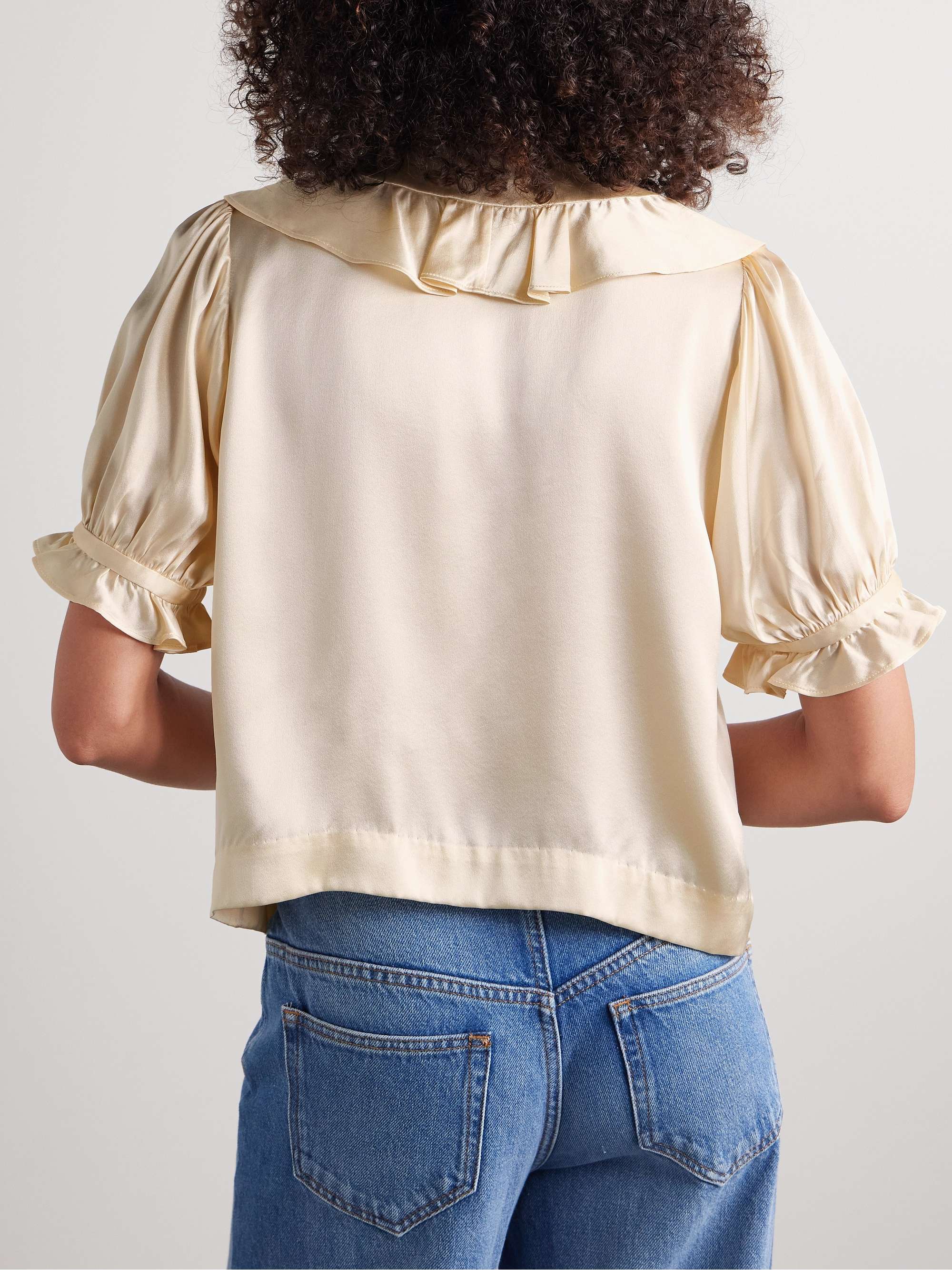 Kelela ruffled silk-charmeuse blouse view