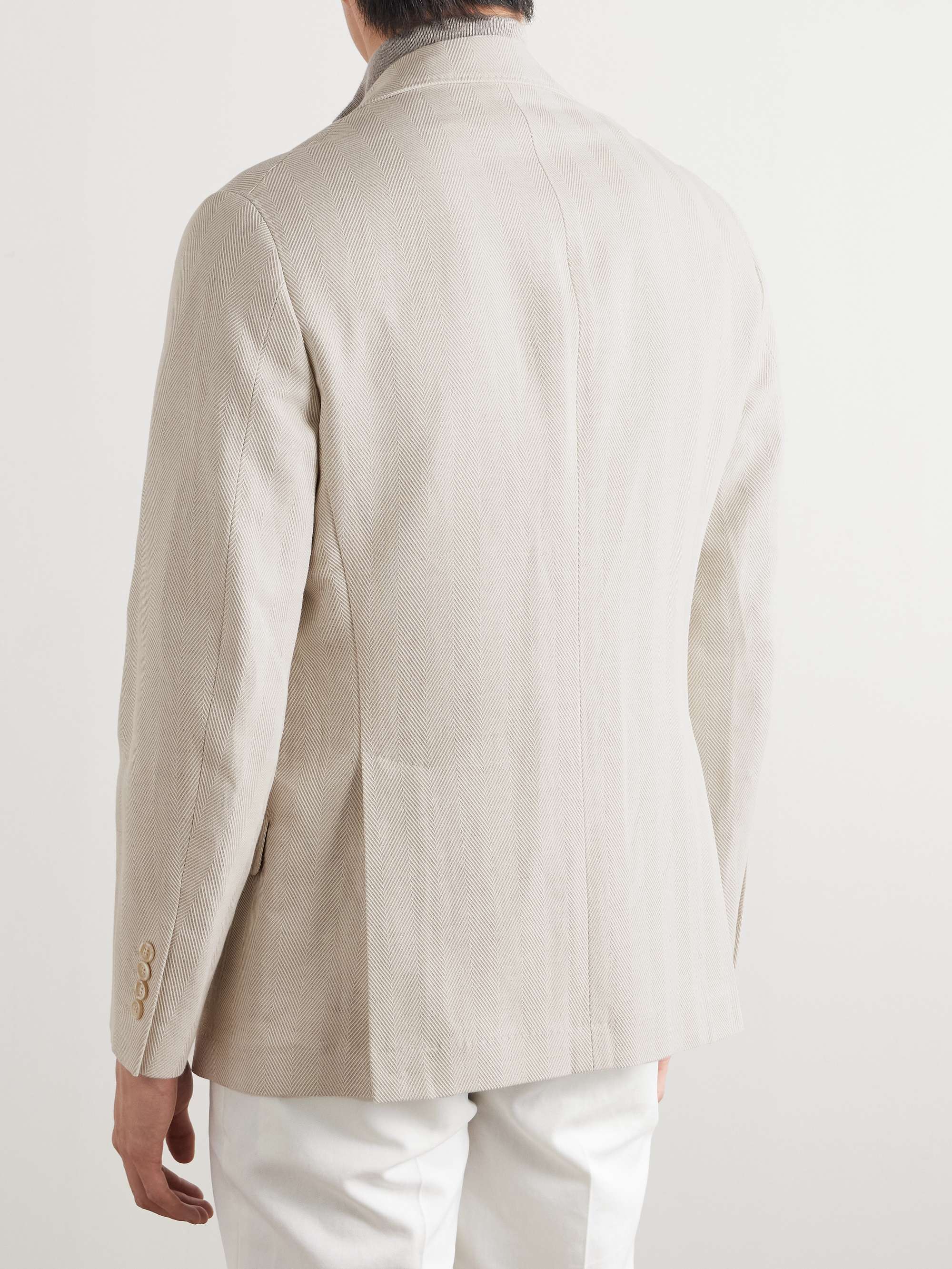 Herringbone Cotton and Linen-Blend Blazer view