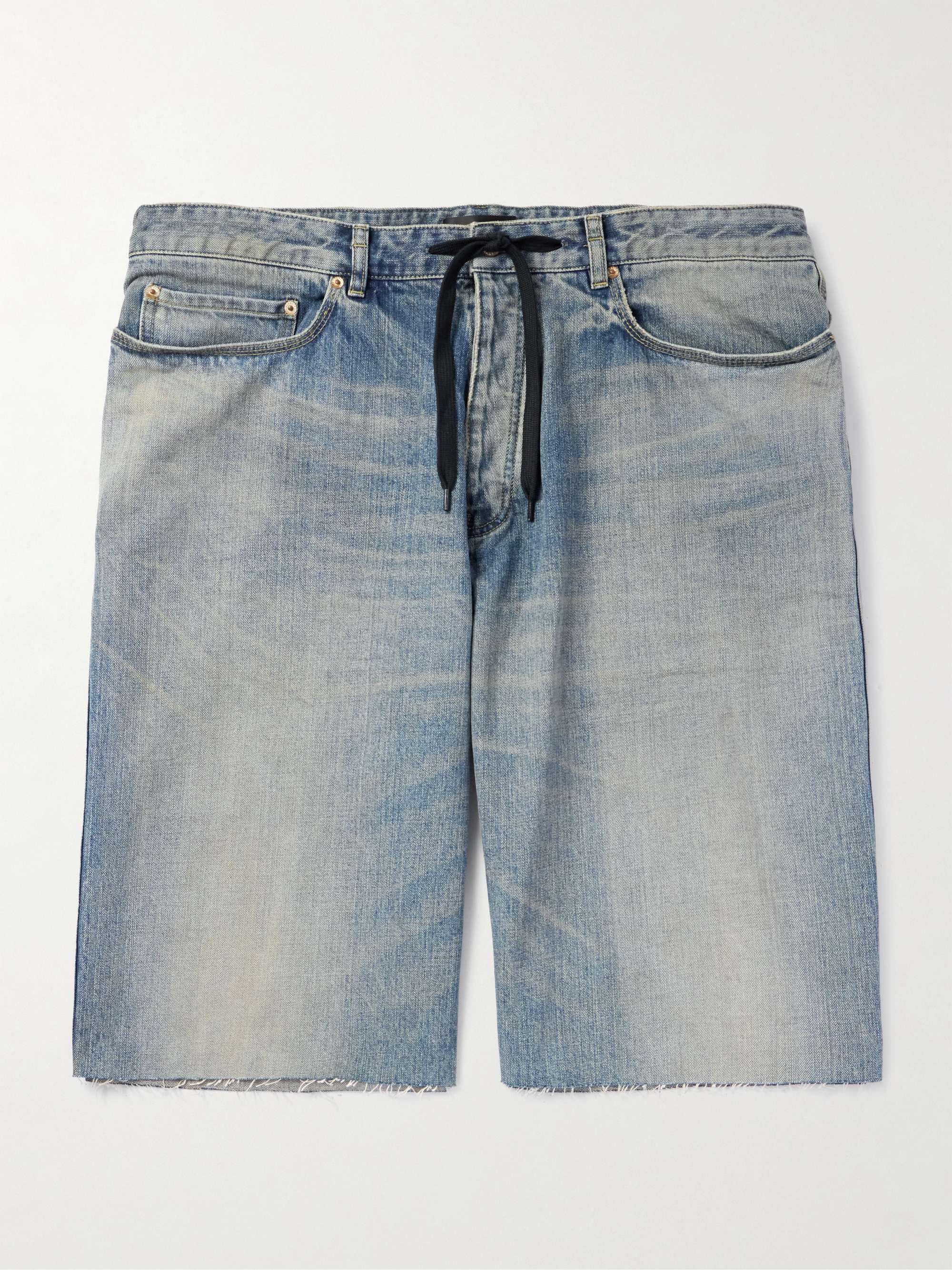 Distressed Denim Drawstring Shorts view