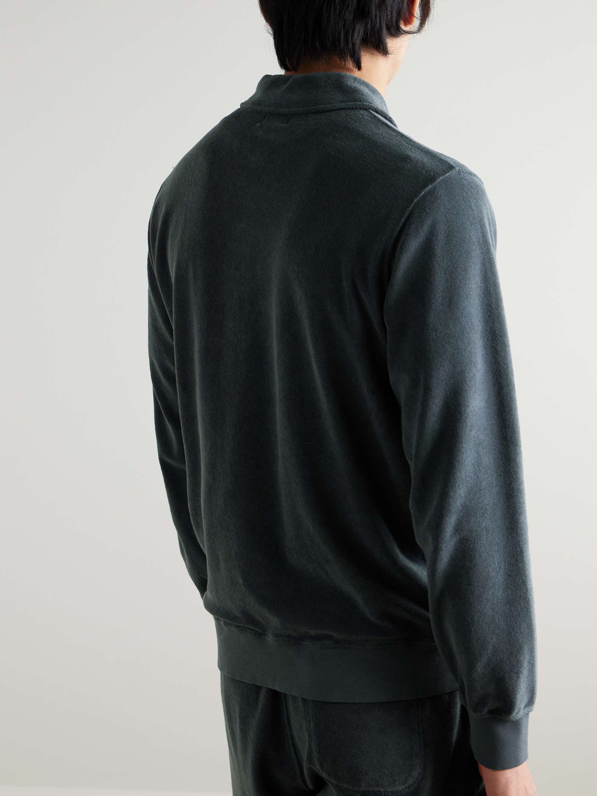 Cotton-Blend Terry Half-Zip Sweatshirt view