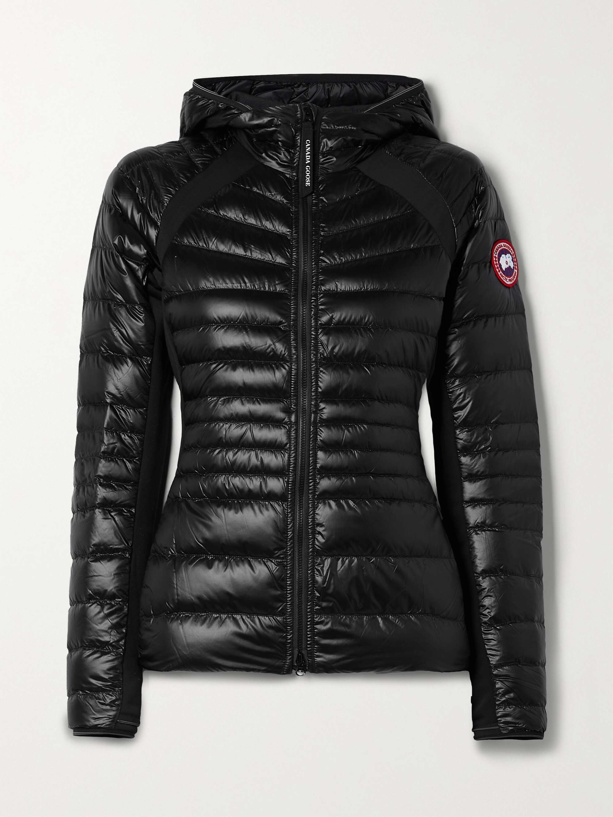 Hybridge Lite hooded stretch jersey-trimmed quilted shell down jacket view