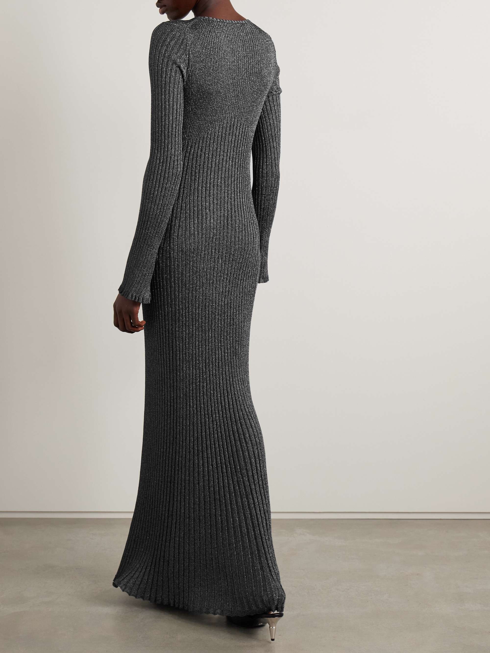 Joni metallic ribbed-knit maxi dress view