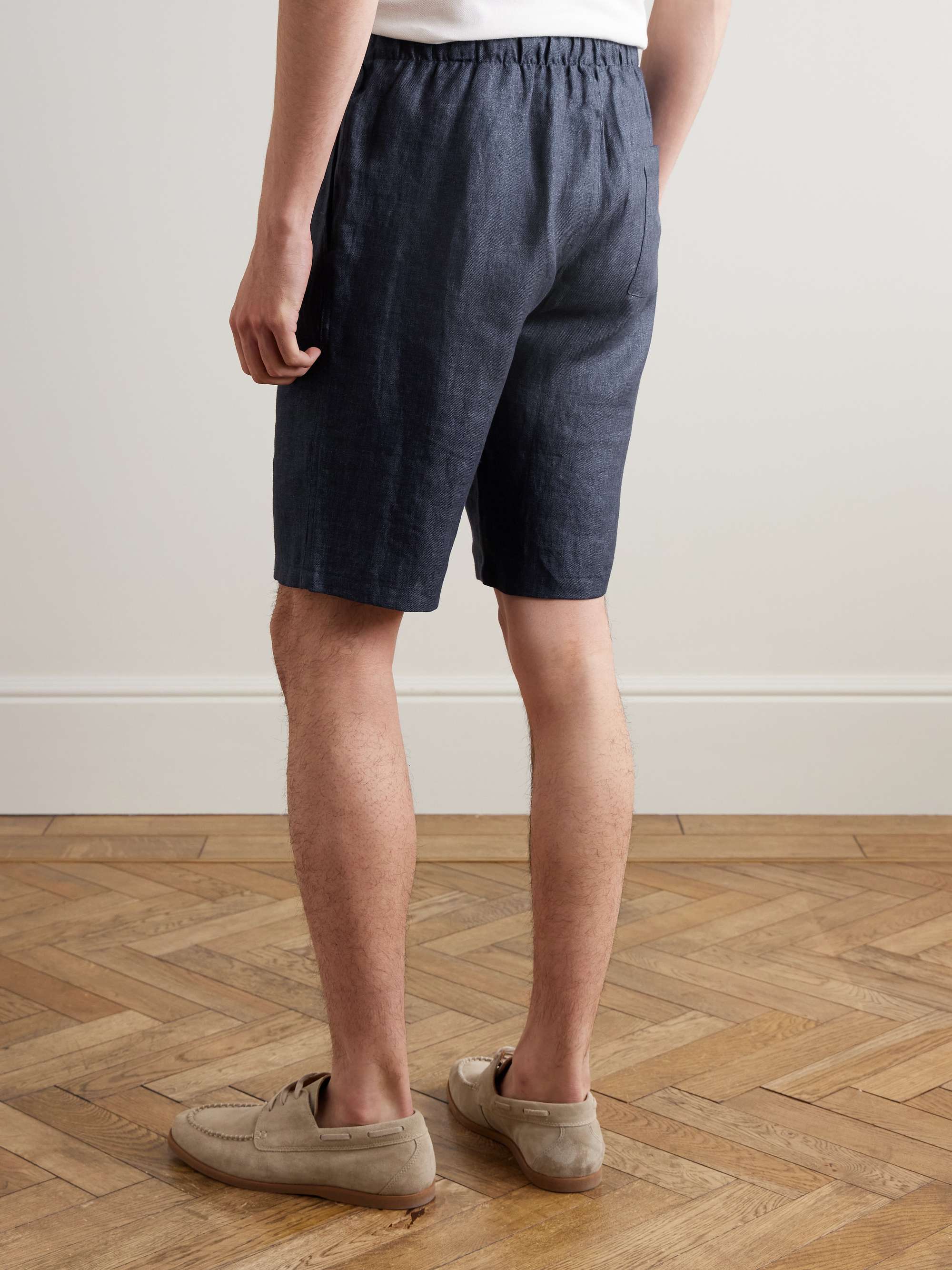 Slim-Fit Straight-Leg Linen Drawstring Shorts view