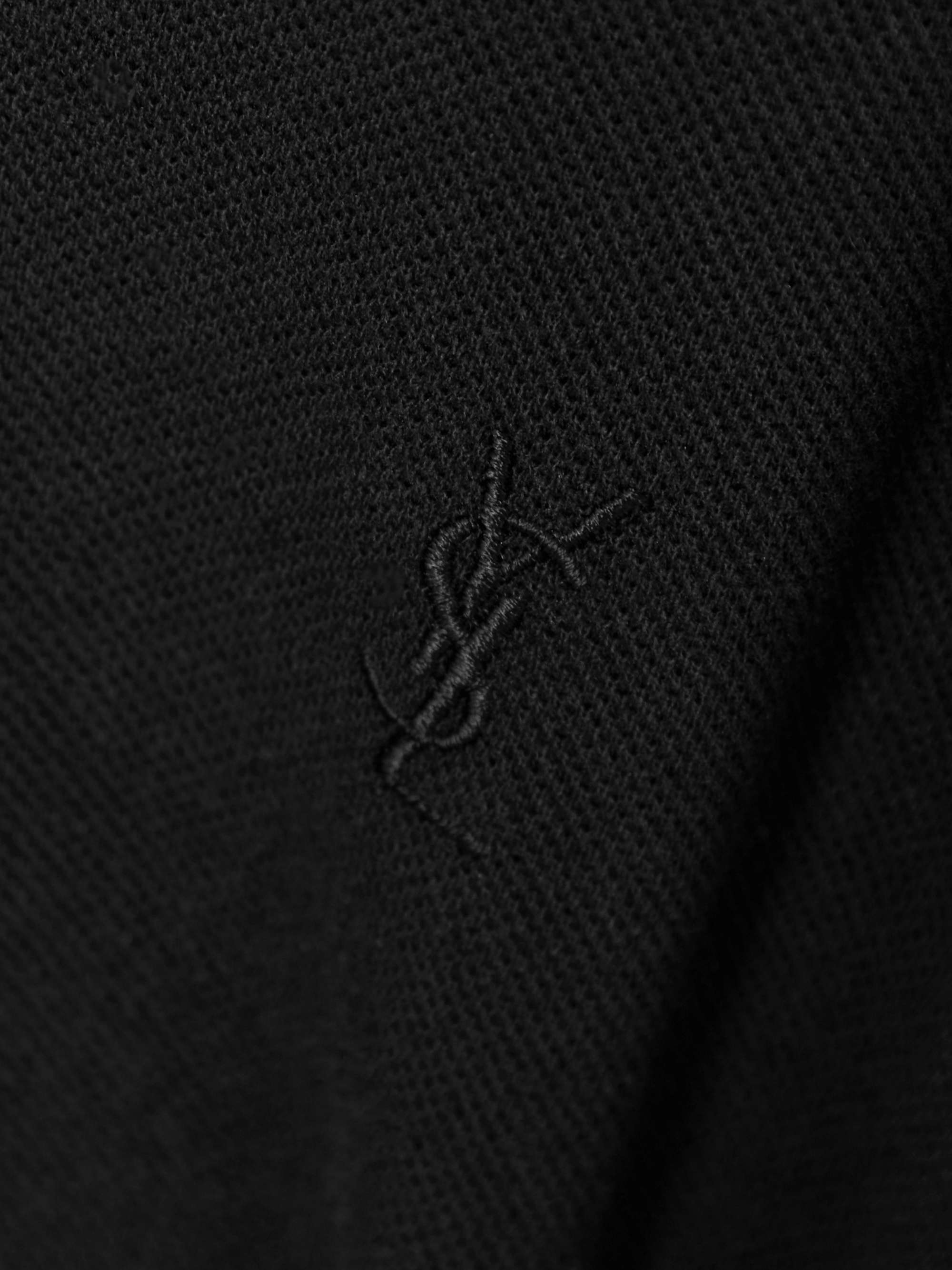 Embroidered cotton-blend piqué polo shirt view