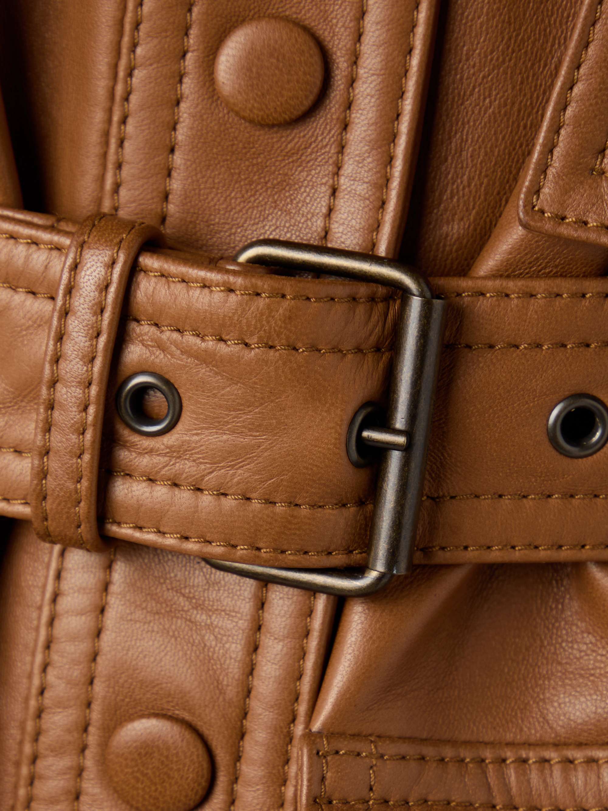 Belted leather jacket view