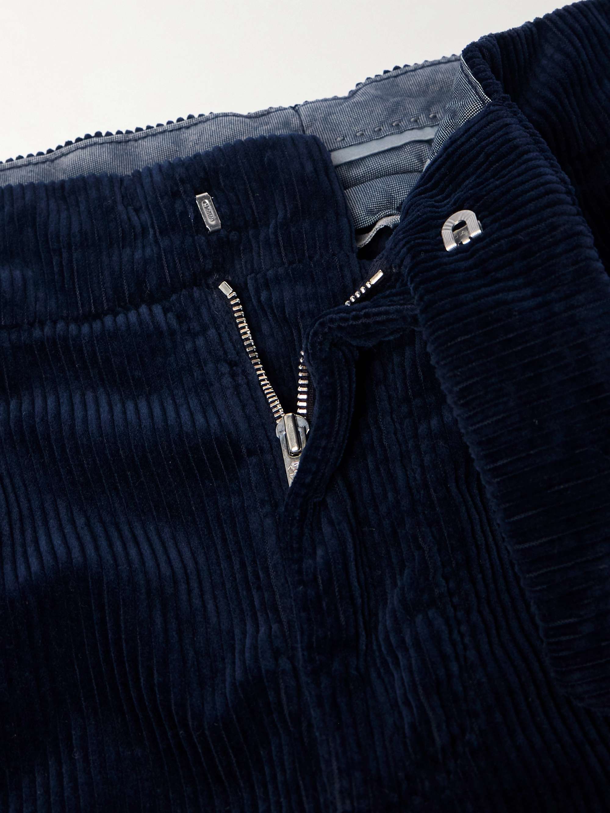 Straight-Leg Pleated Cotton-Corduroy Trousers view