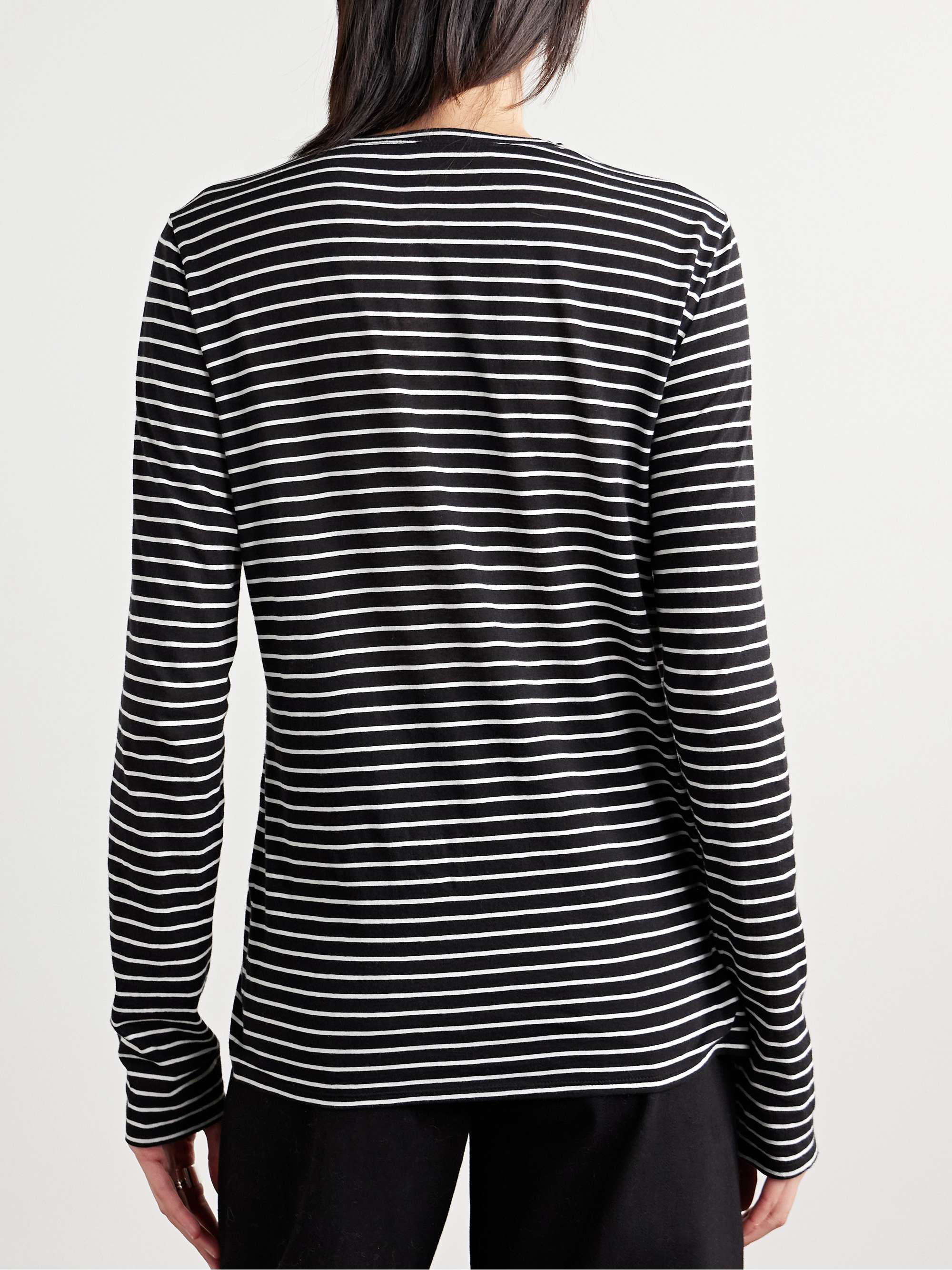 Mia striped cotton and linen-blend T-shirt view