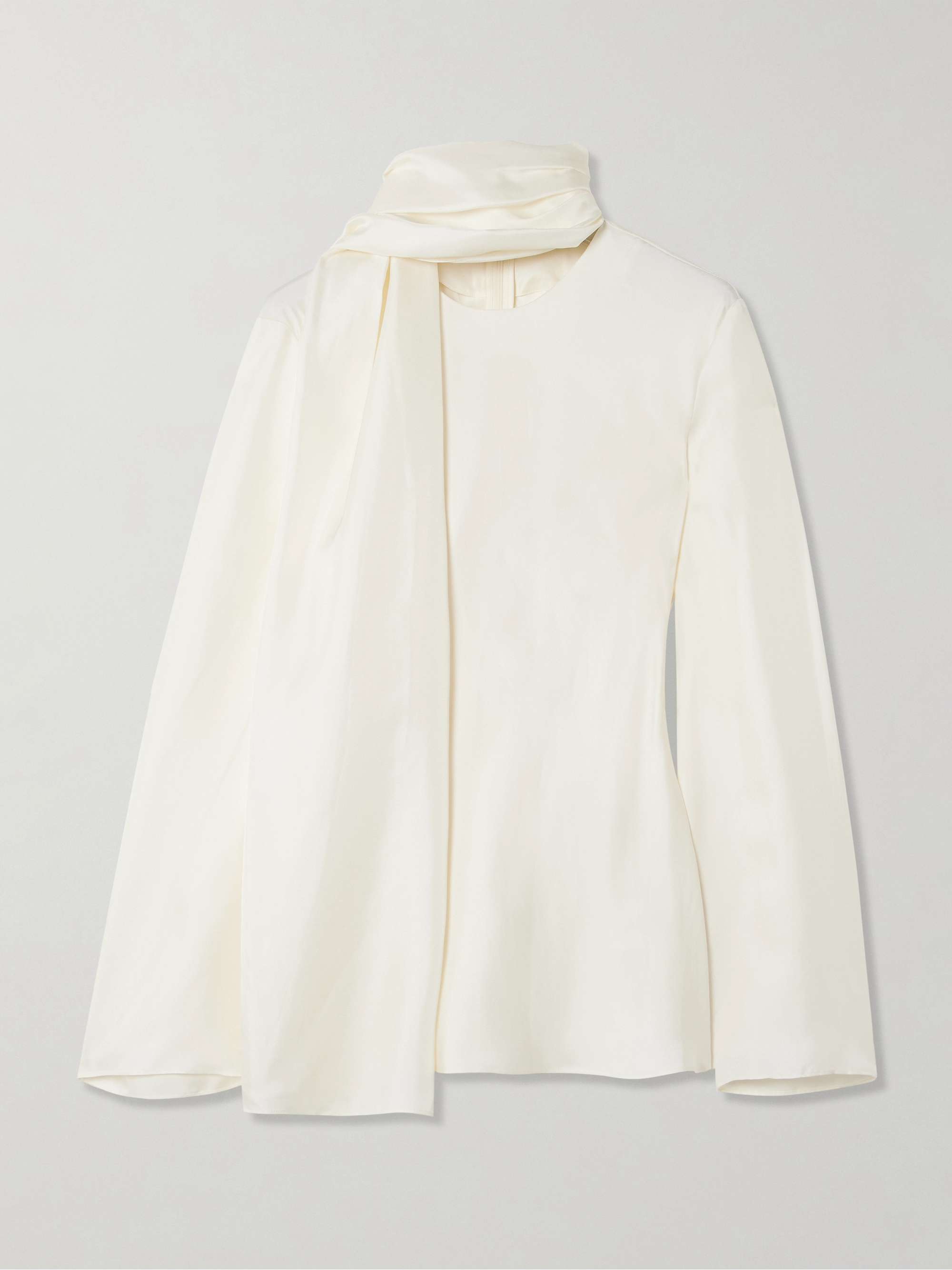 Tie-detailed silk-satin blouse view