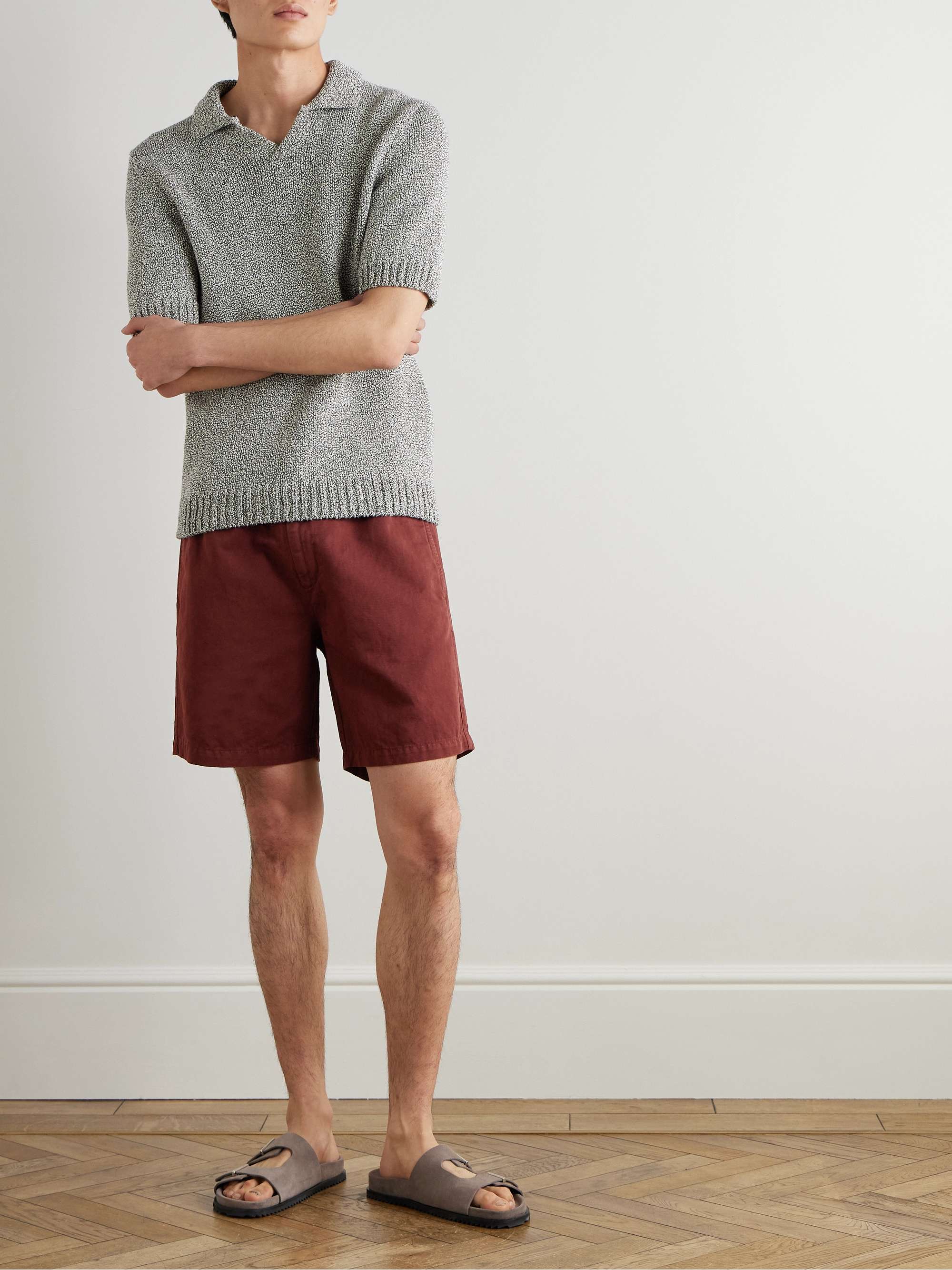 Straight-Leg Organic Cotton and Linen-Blend Drawstring Shorts view
