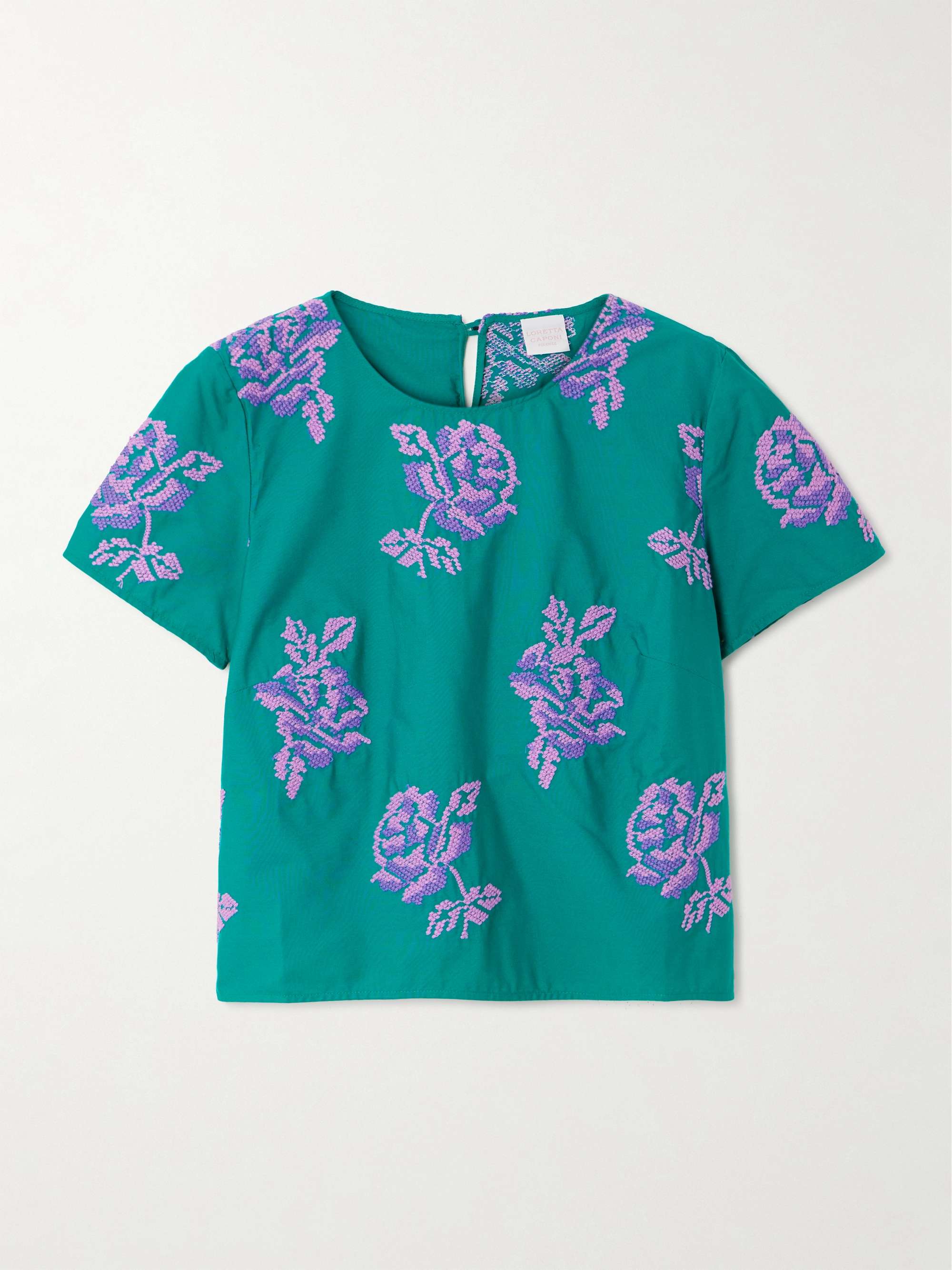 Hilary embroidered cotton top view