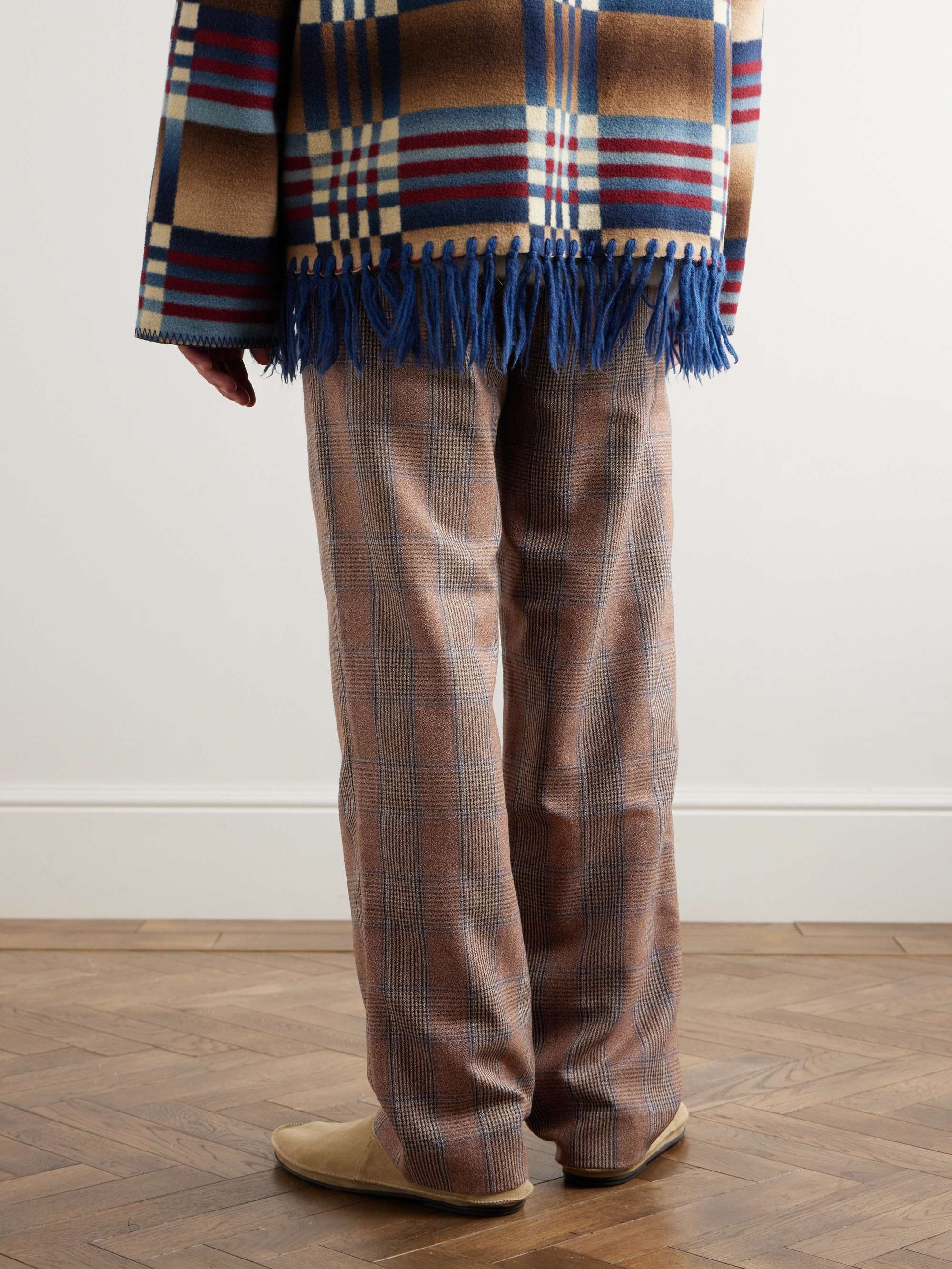 Straight-Leg Checked Cotton Trousers view