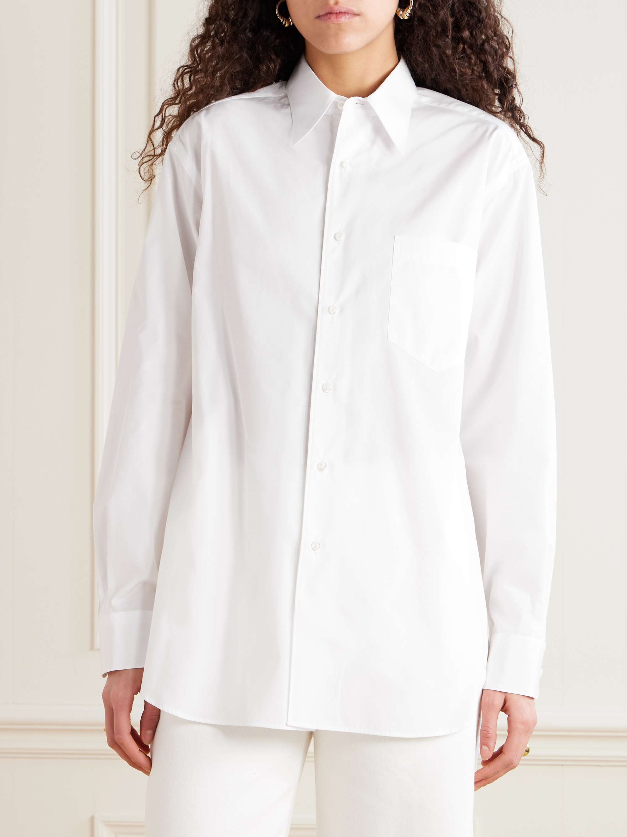 Damien embroidered cotton-poplin shirt view