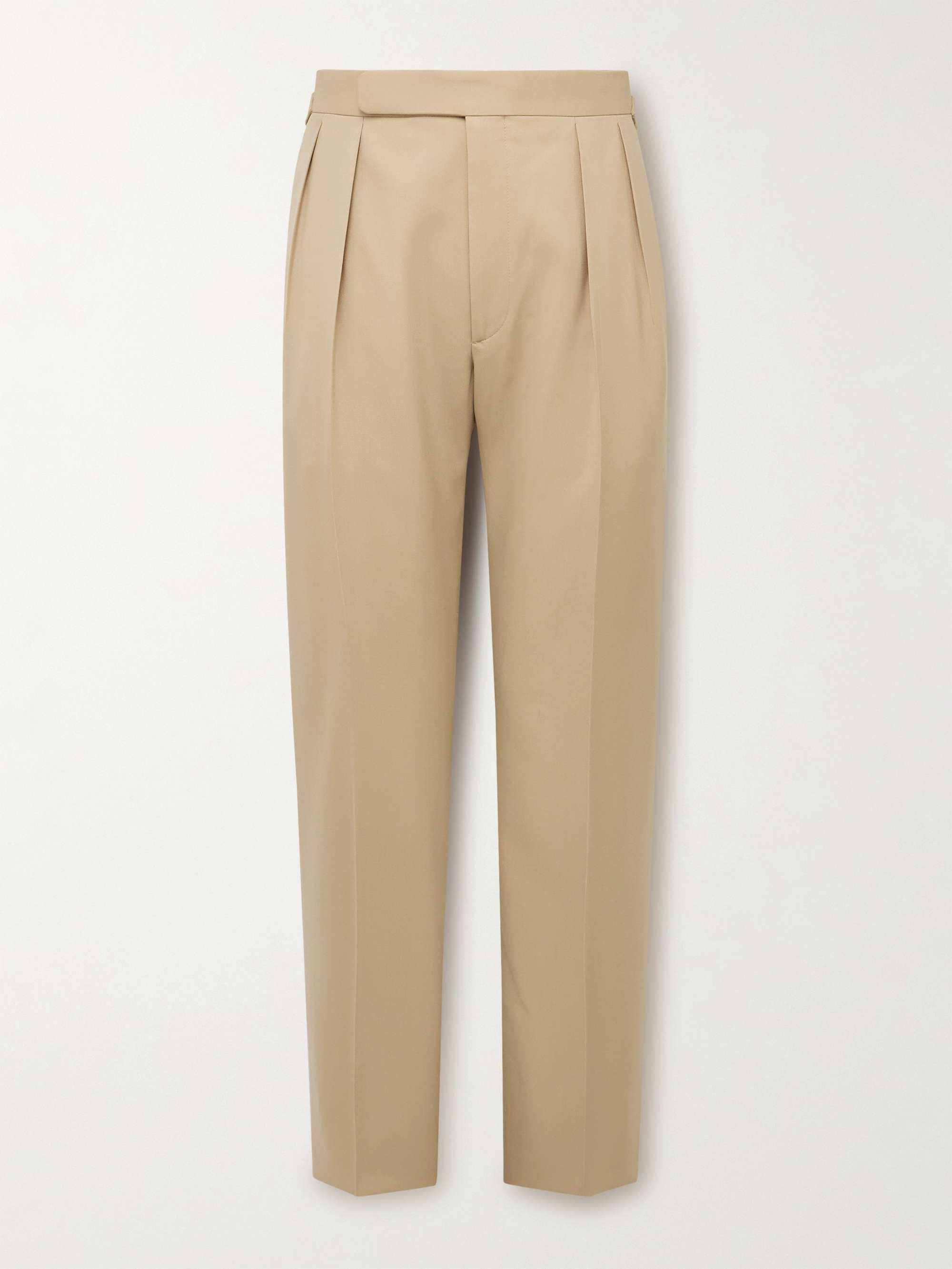 Gregory Straight-Leg Pleated Wool-Gabardine Trousers view