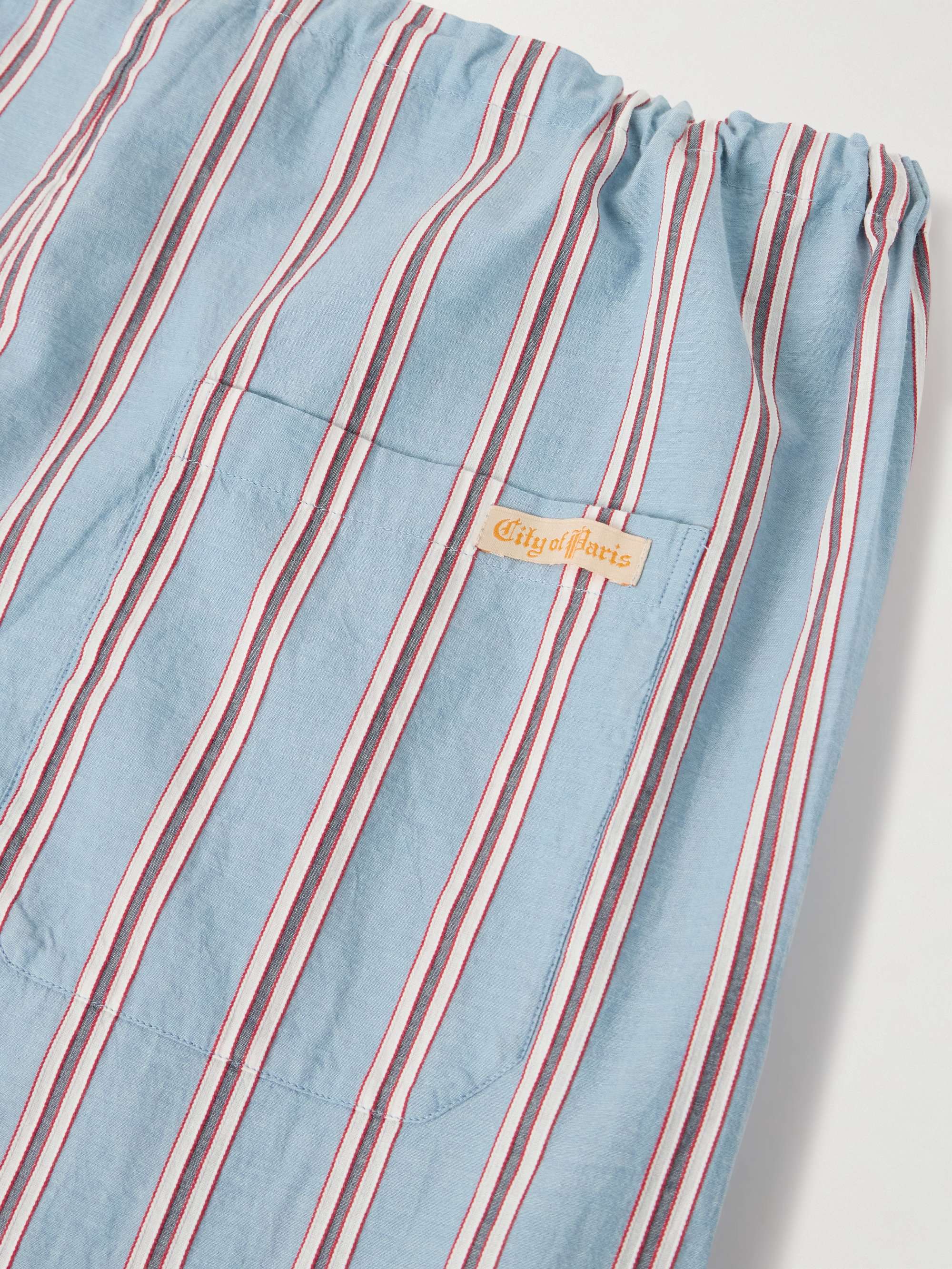 Regatta Straight-Leg Striped Cotton-Voile Drawstring Trousers view