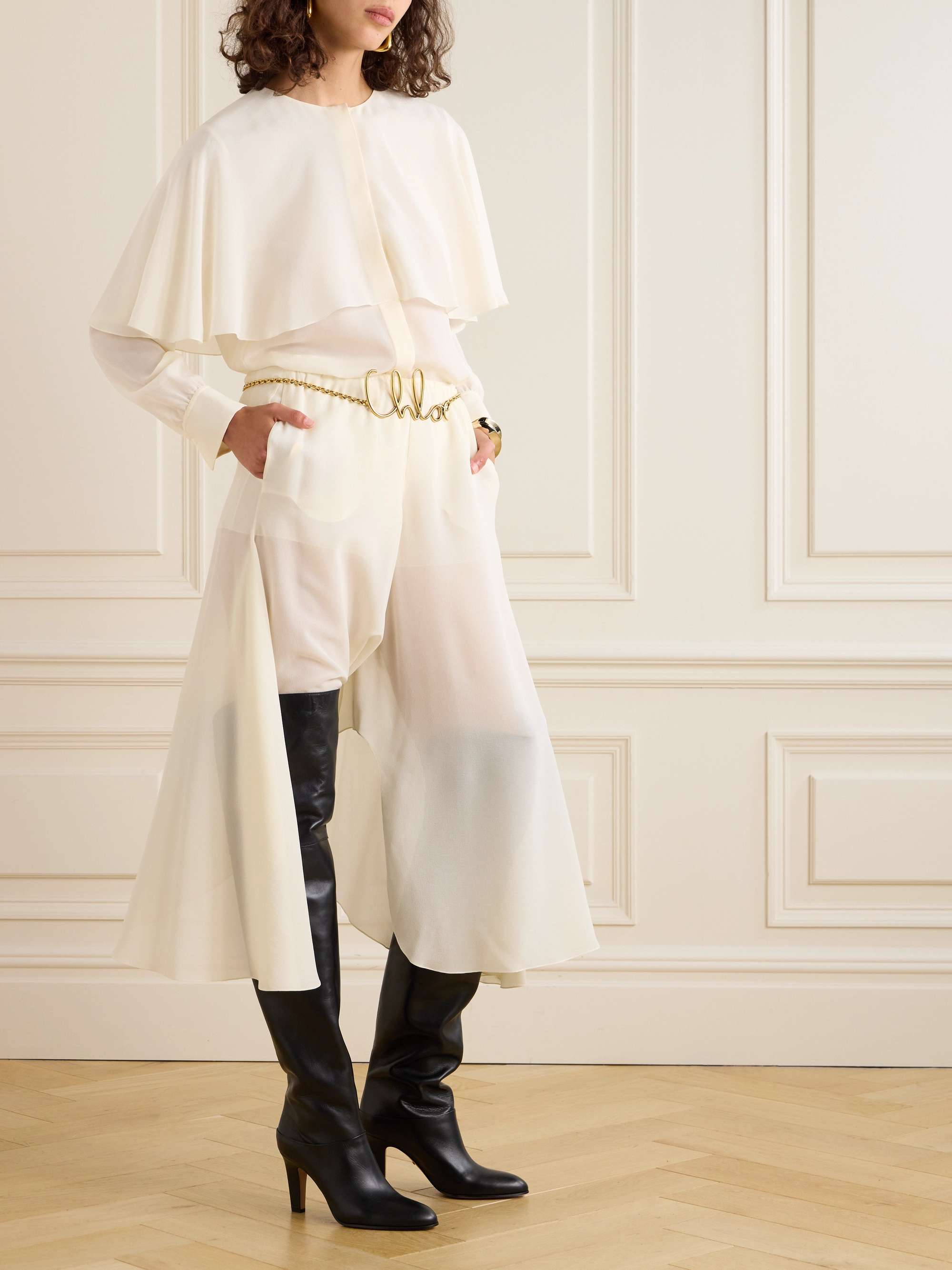 Layered silk-georgette shirt view