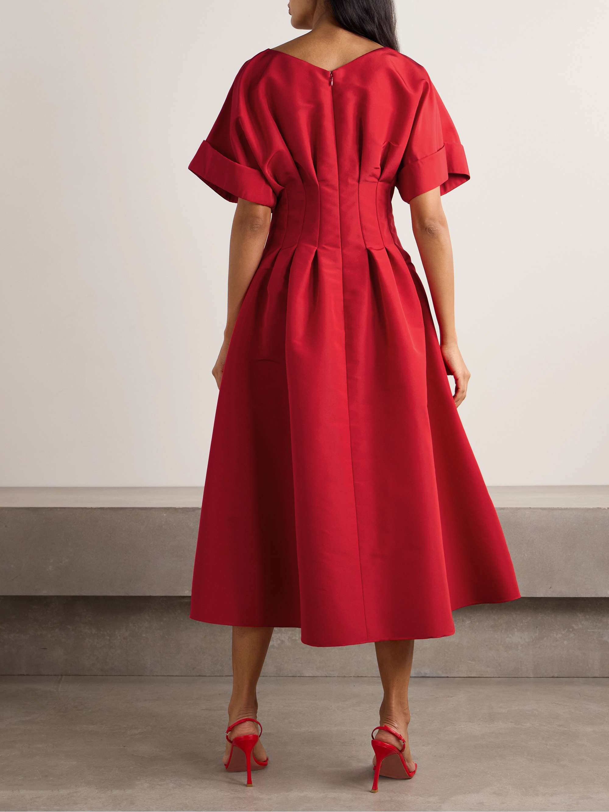Pleated silk-faille midi dress view