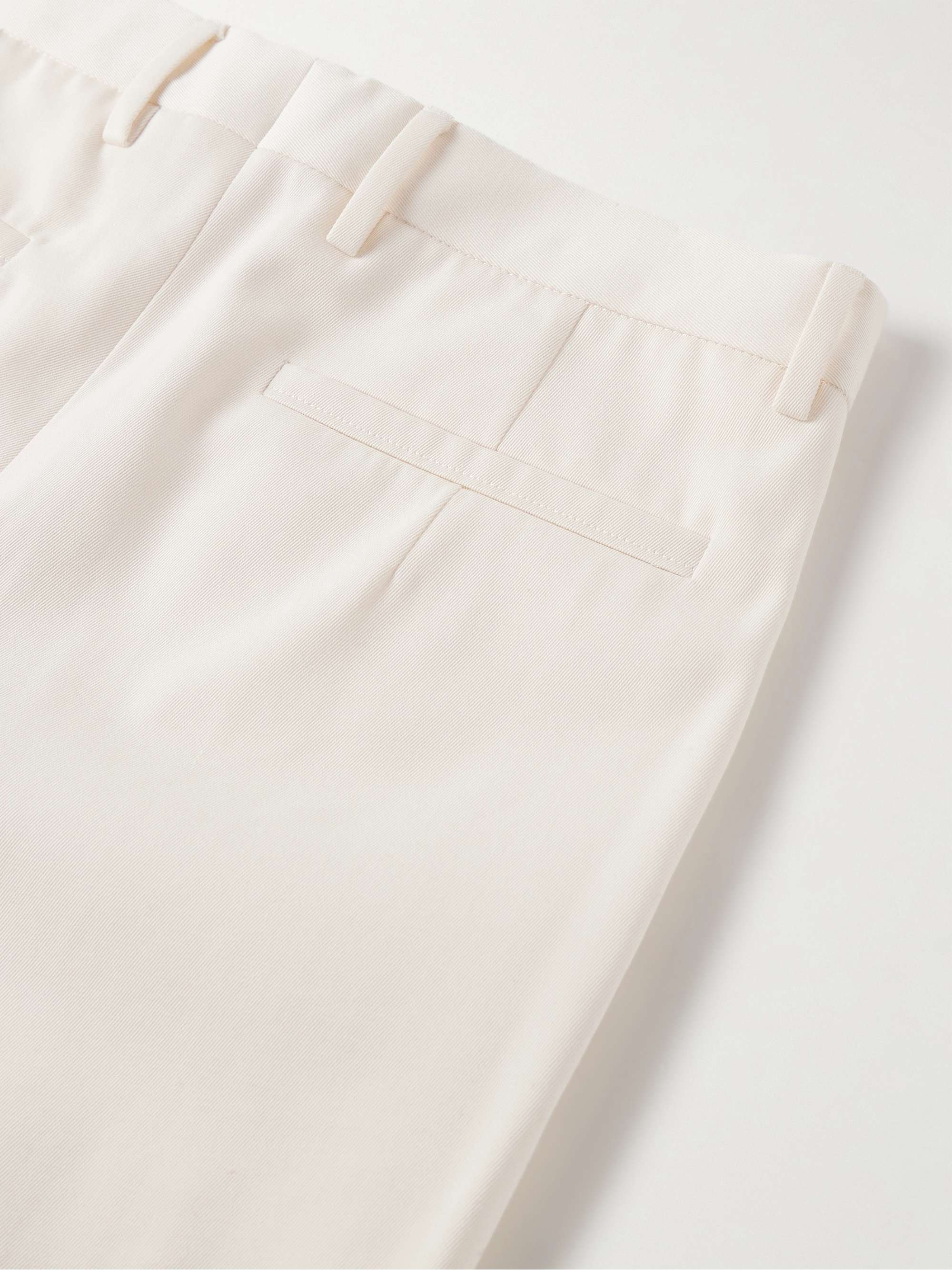Slim-Fit Pleated Cotton and Wool-Blend Twill Trousers view