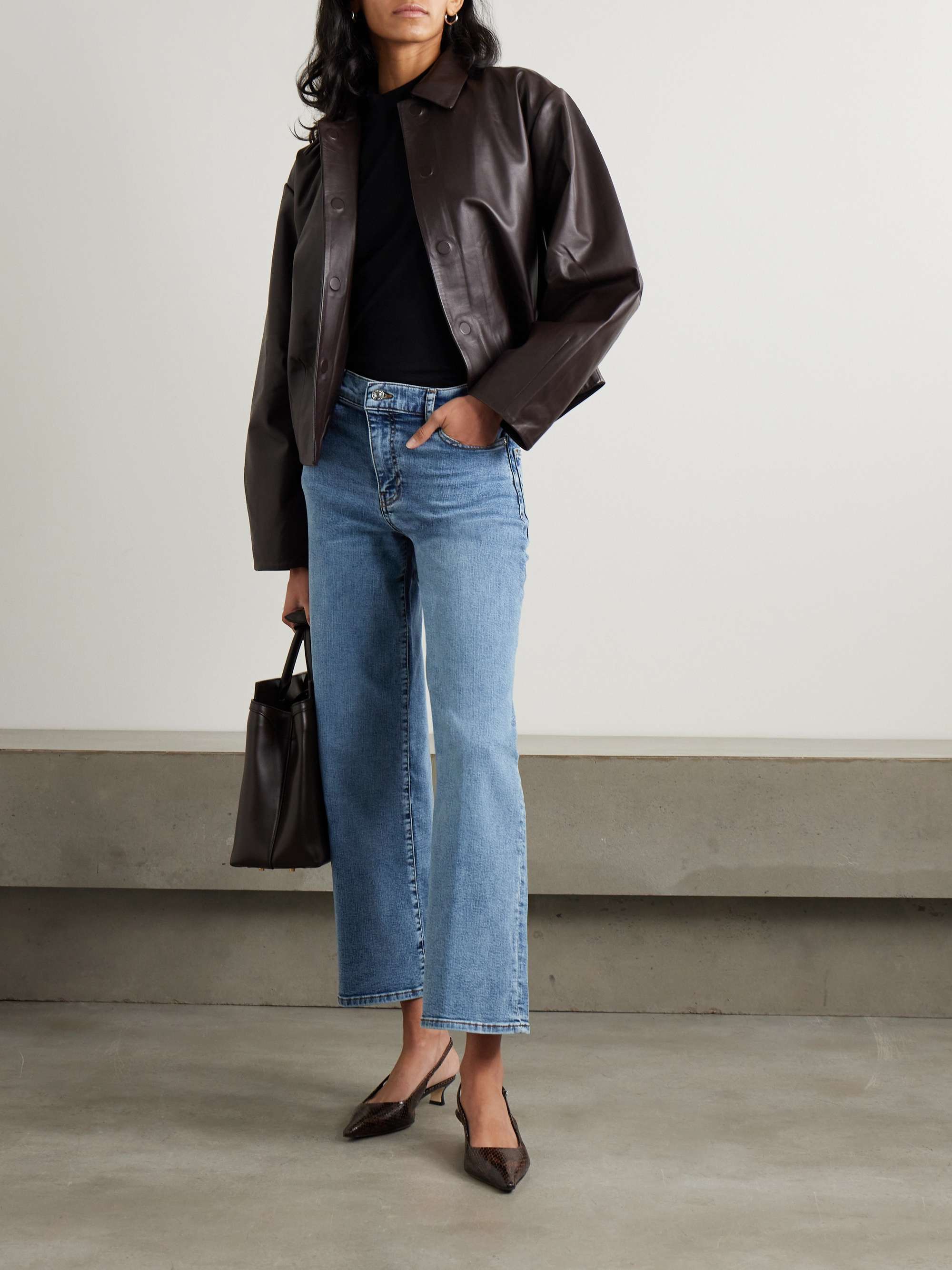 Le Pixie Slim Palazzo high-rise wide-leg stretch jeans view