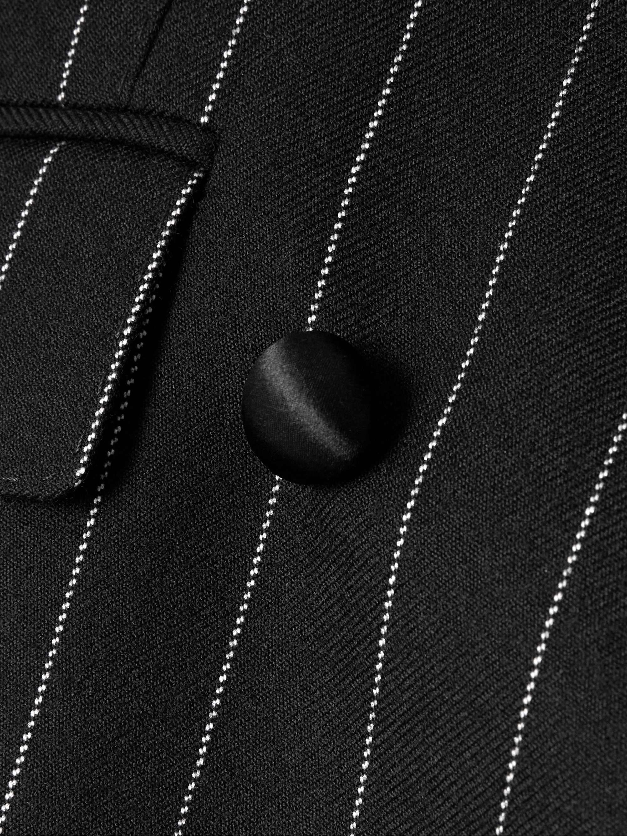 Double-breasted pinstriped wool-blend blazer view