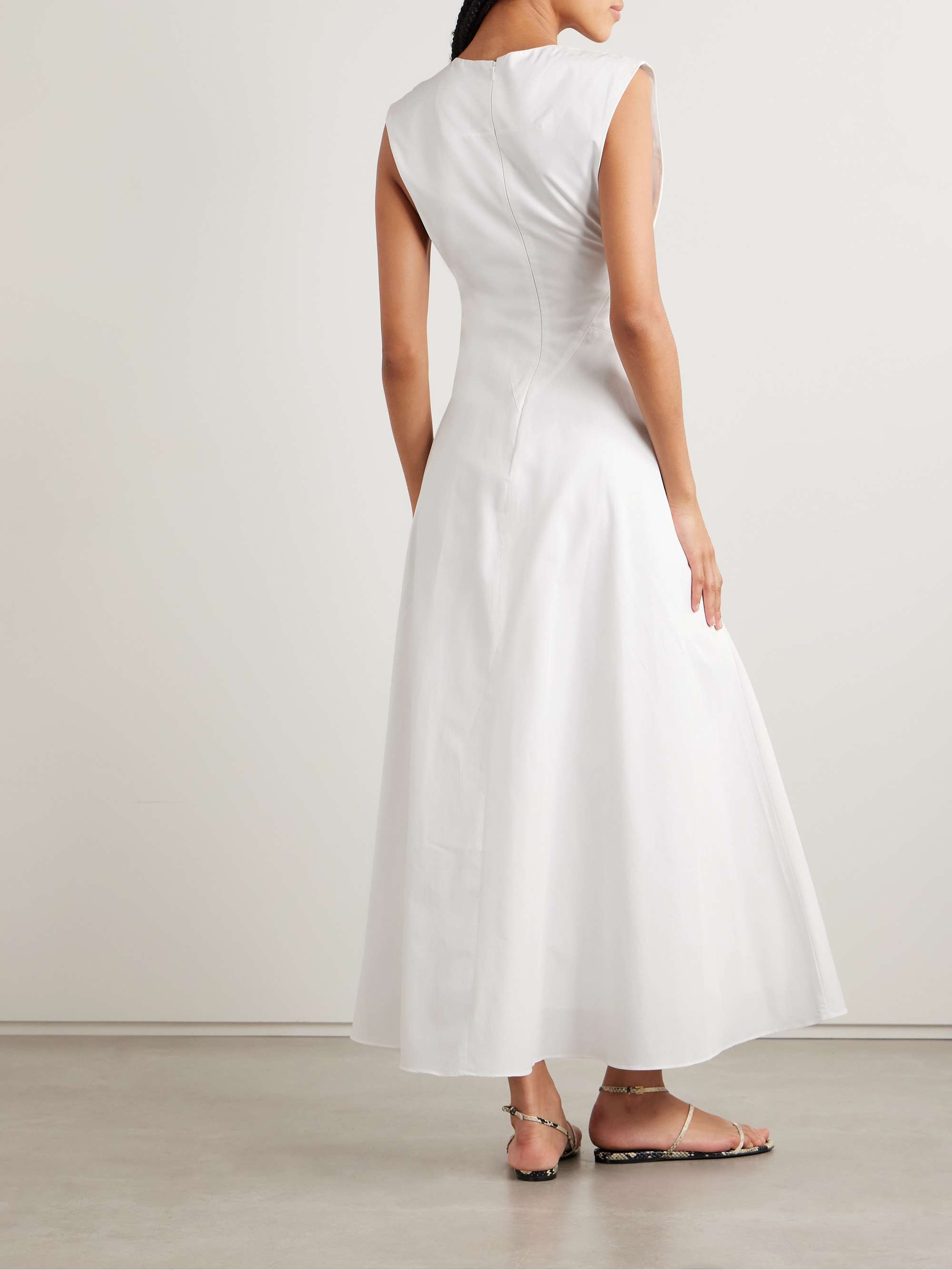 Anisa paneled cotton-poplin midi dress view