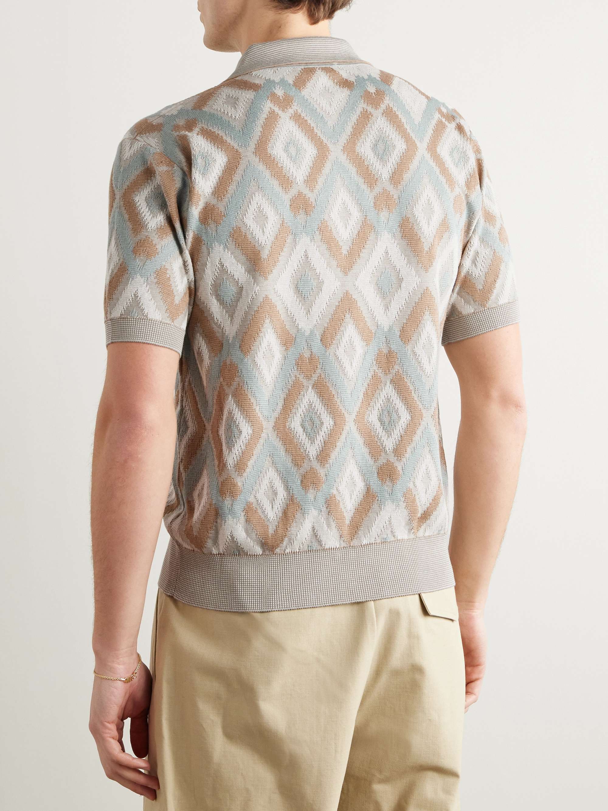 Slim-Fit Silk and Cotton-Blend Polo Shirt view