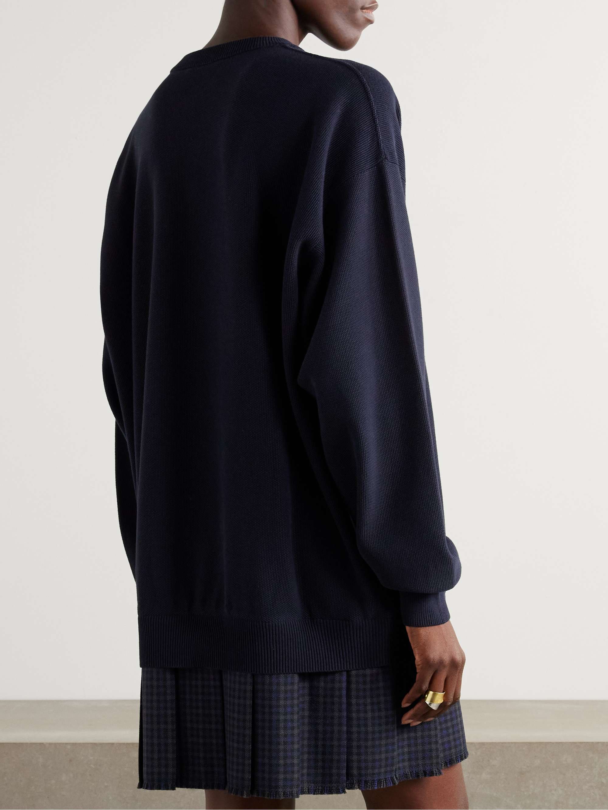 Layered wool-trimmed embroidered cotton mini dress view