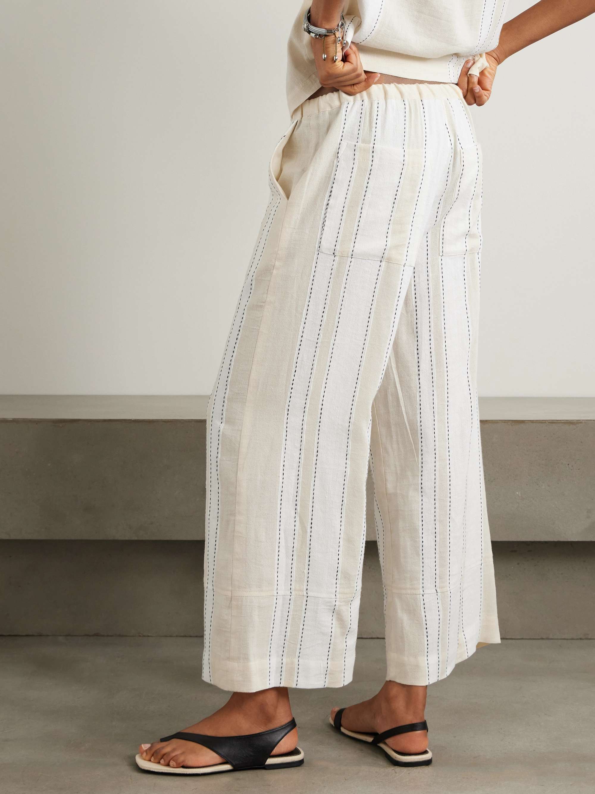 Desta striped cotton-blend wide-leg pants view