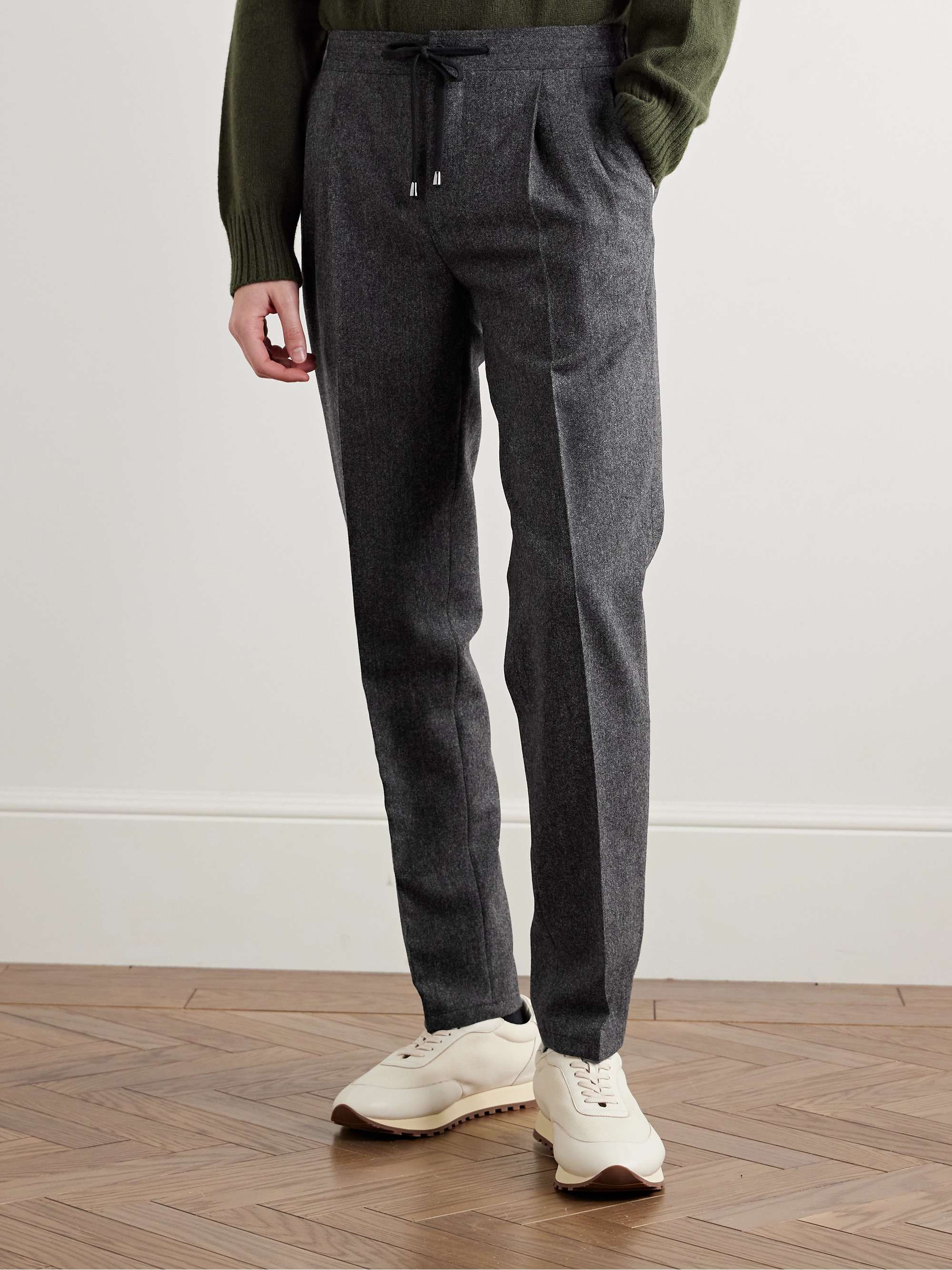 Tapered Wool-Blend Drawstring Trousers view