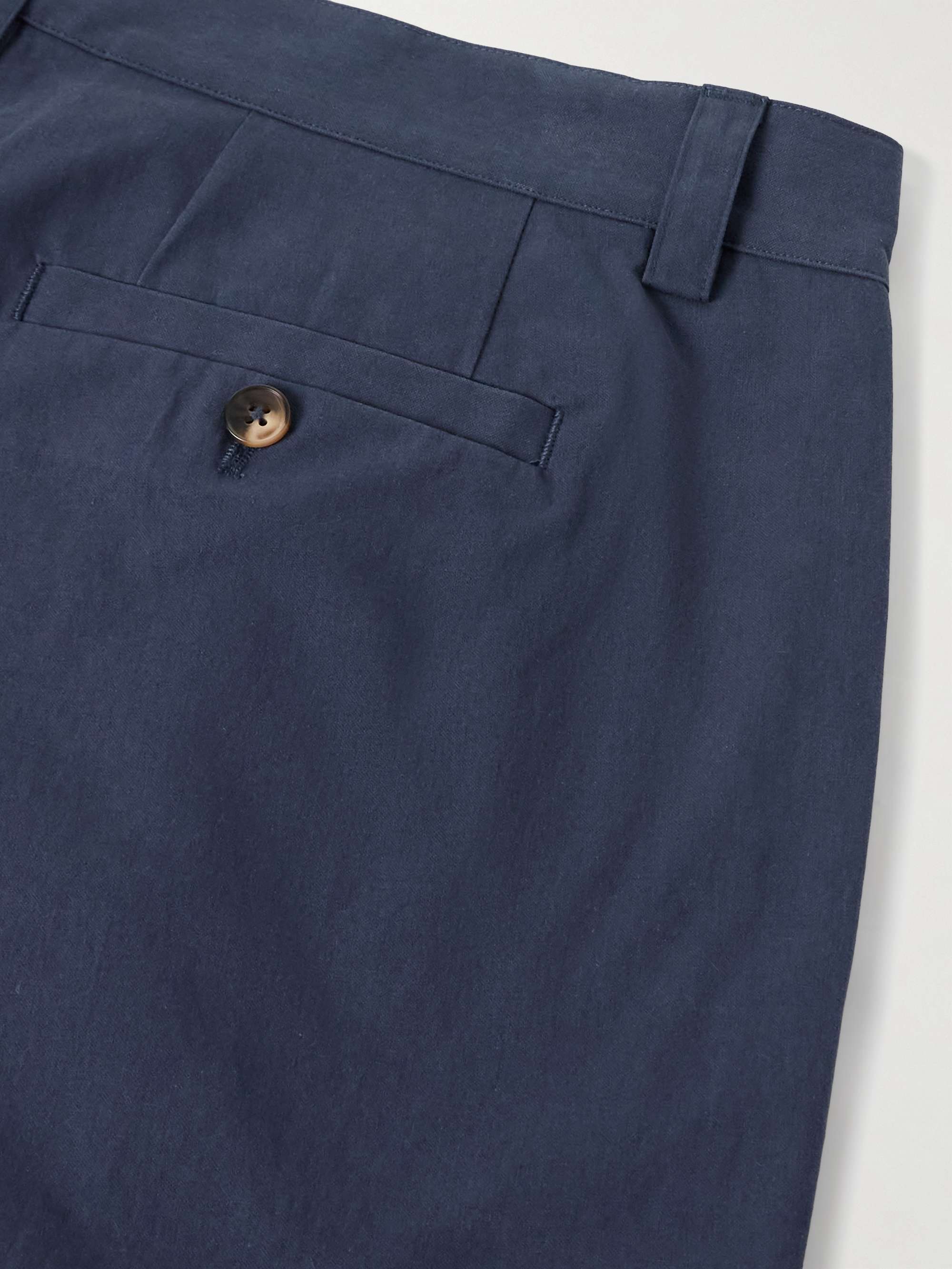 Straight-Leg Pleated Cotton-Sateen Trousers view