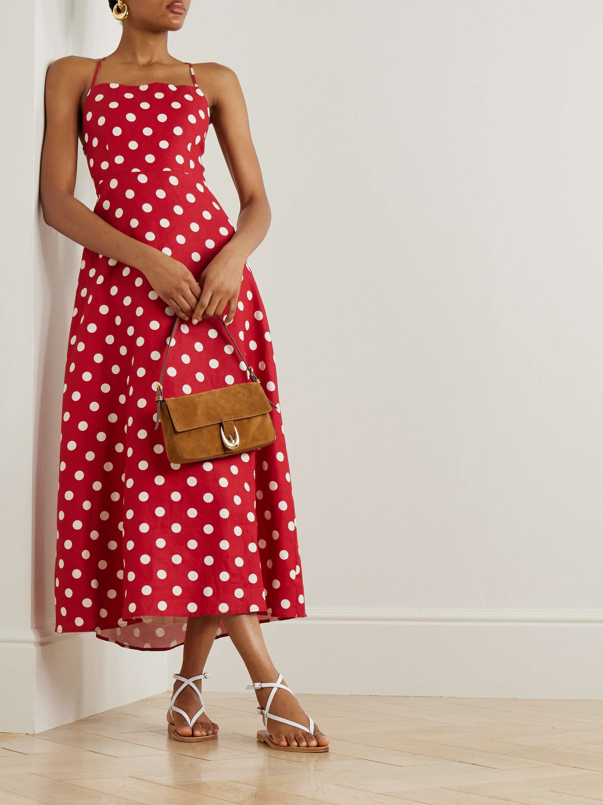 Lori polka-dot linen midi dress view