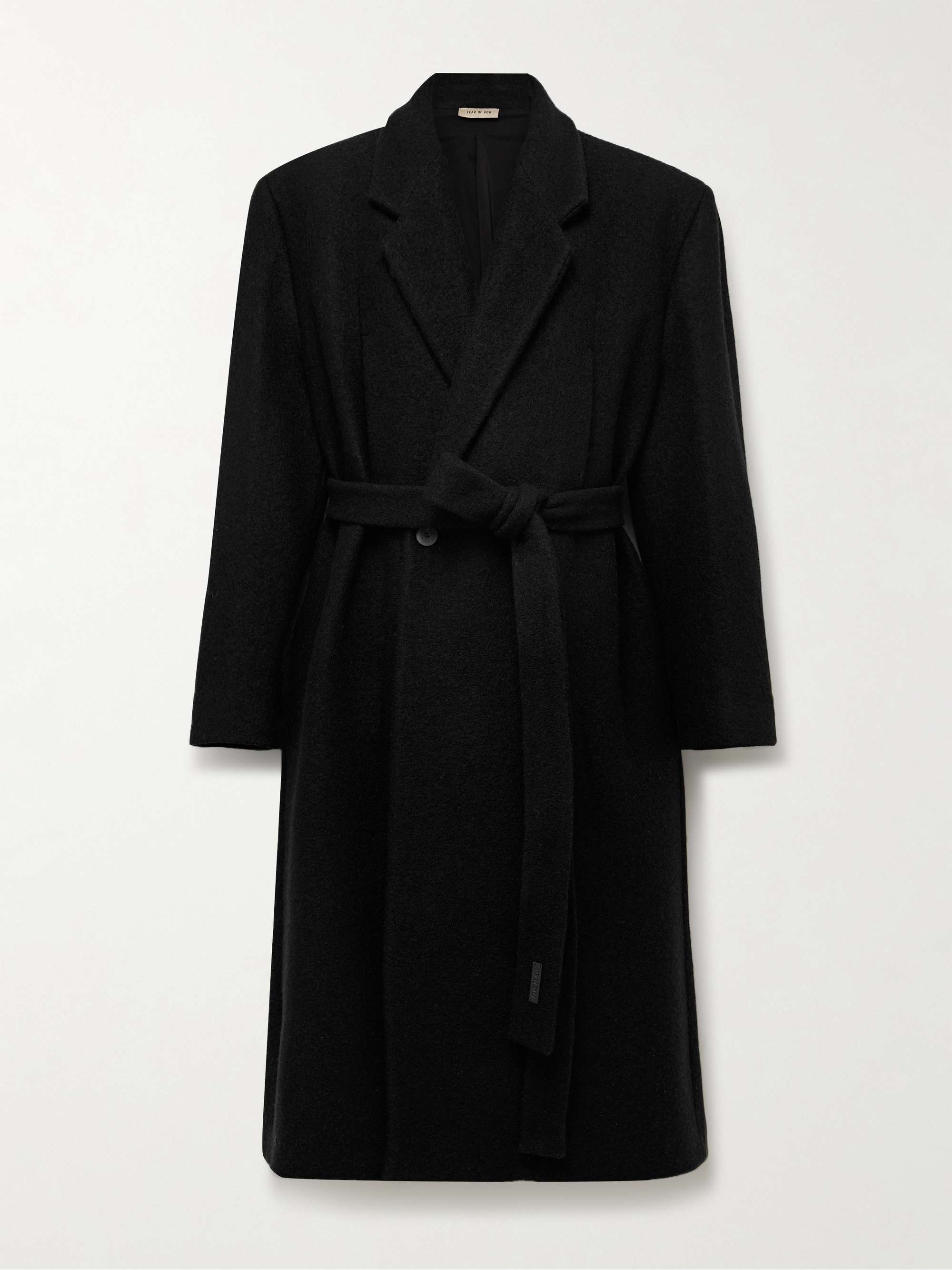 Oversized Double-Breasted Belted Boiled Virgin Wool Coat view