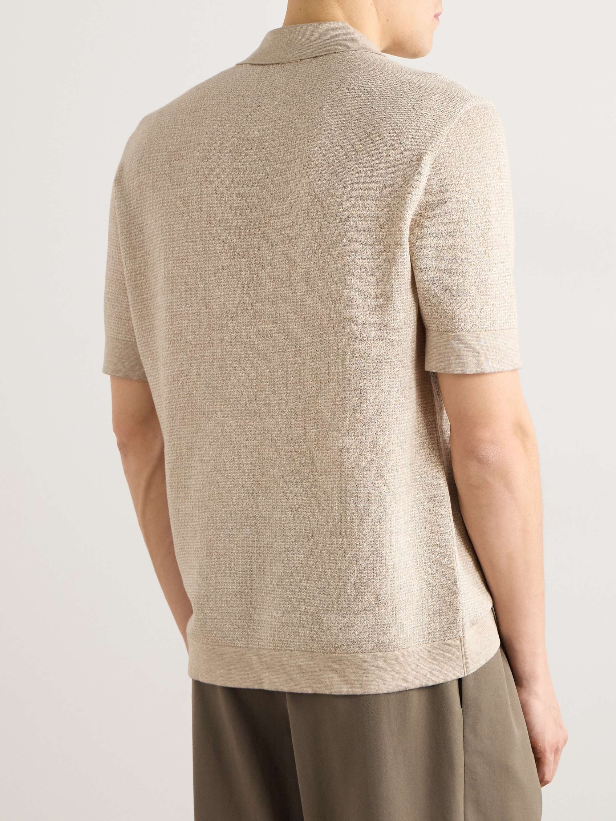 Cotton, Linen and Silk-Blend Polo Shirt view
